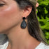 Floral Teardrop Earrings with Rhinestone Detail in Black