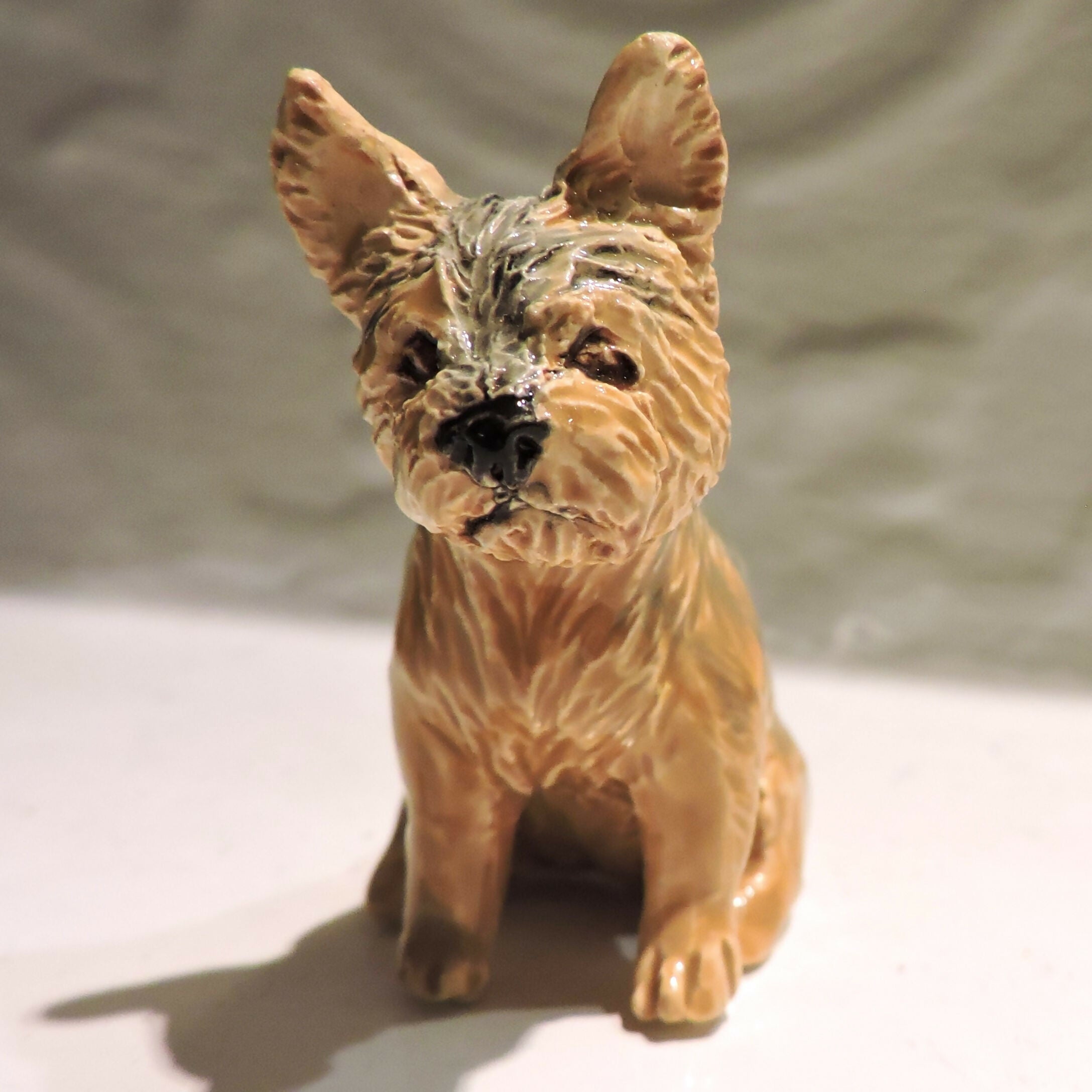 Ceramic Yorkshire Terrier dog sculpture