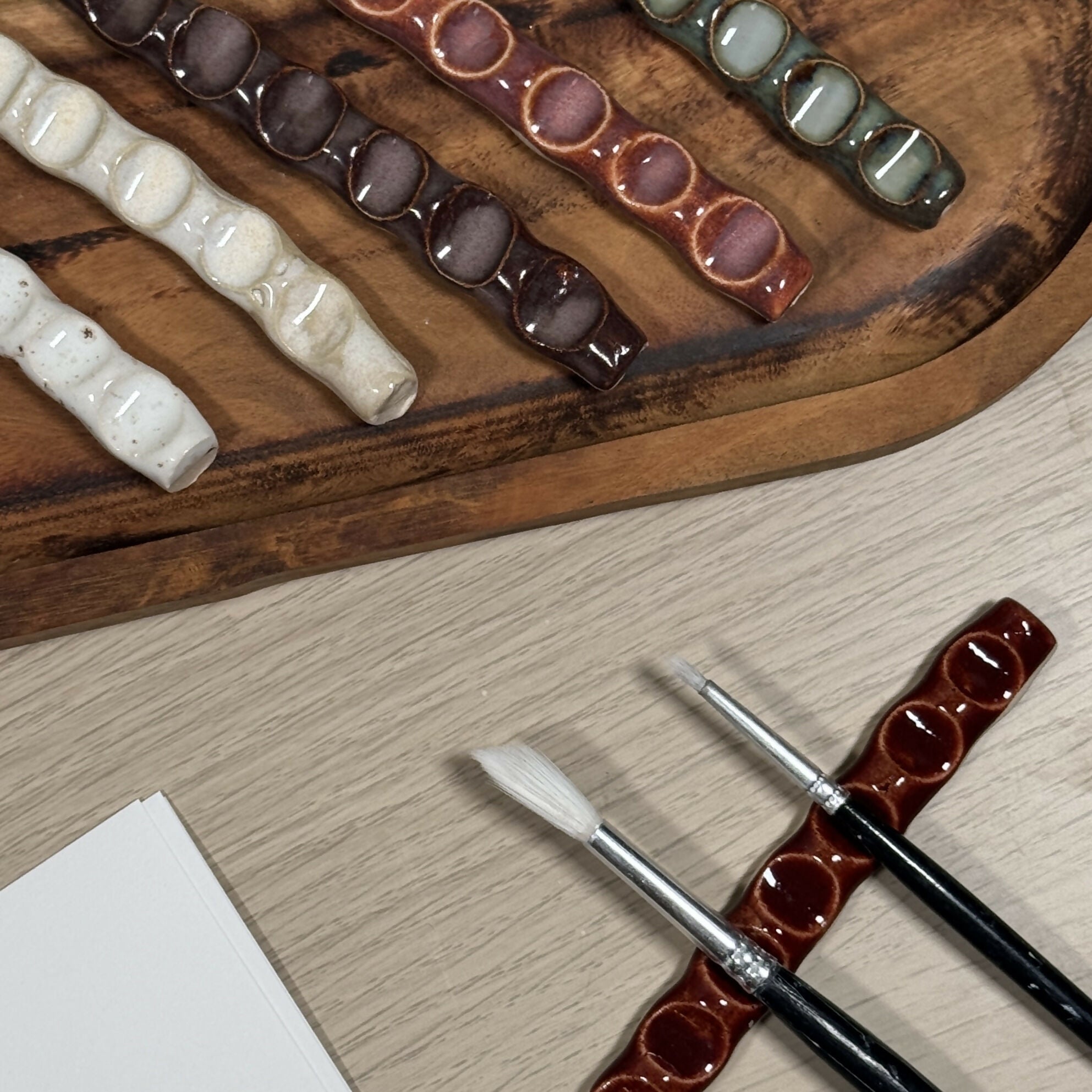 Ceramic Paintbrush Rest, Handmade with reactive glaze