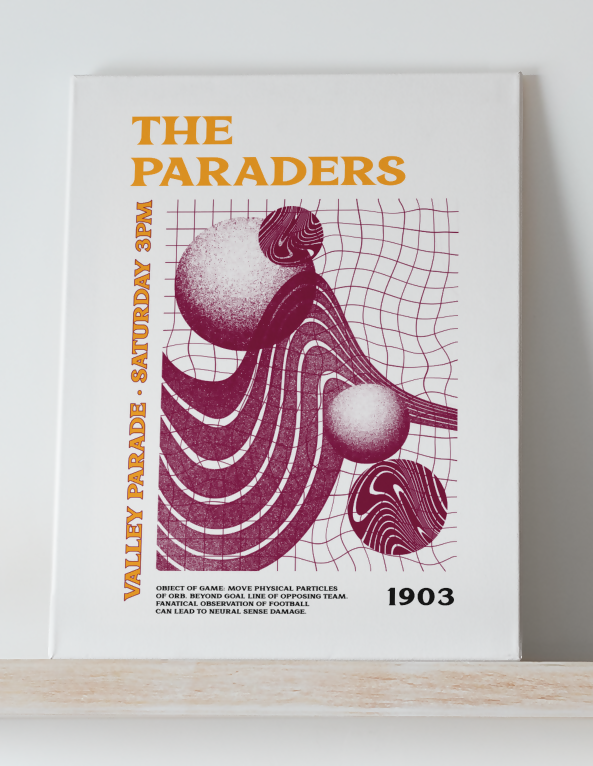 Bradford City Art Print PSYCHEDELIC Design in White