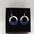 White and Dark Blue Enamel Hoop Earrings
