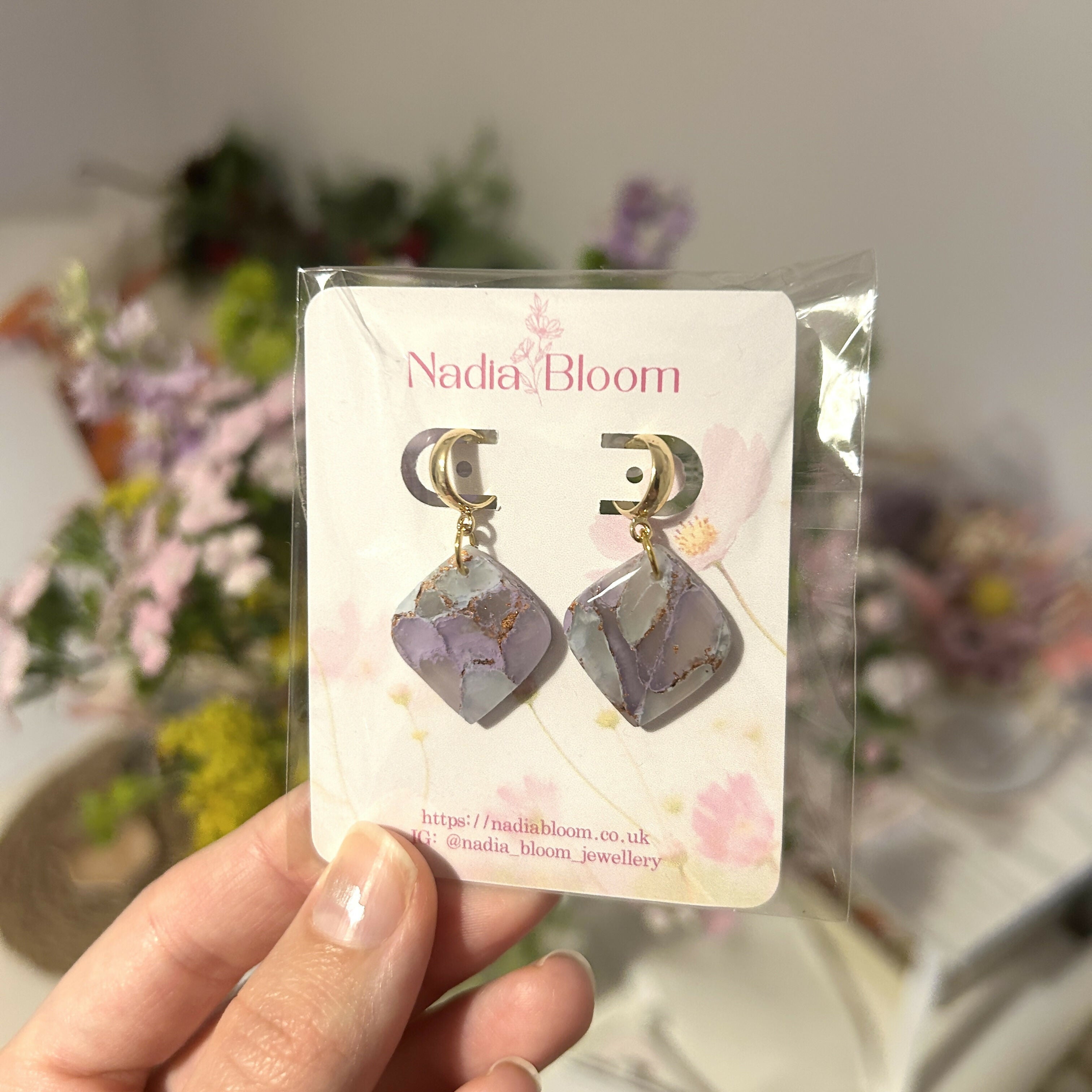 Purple Polymer Clay Earrings