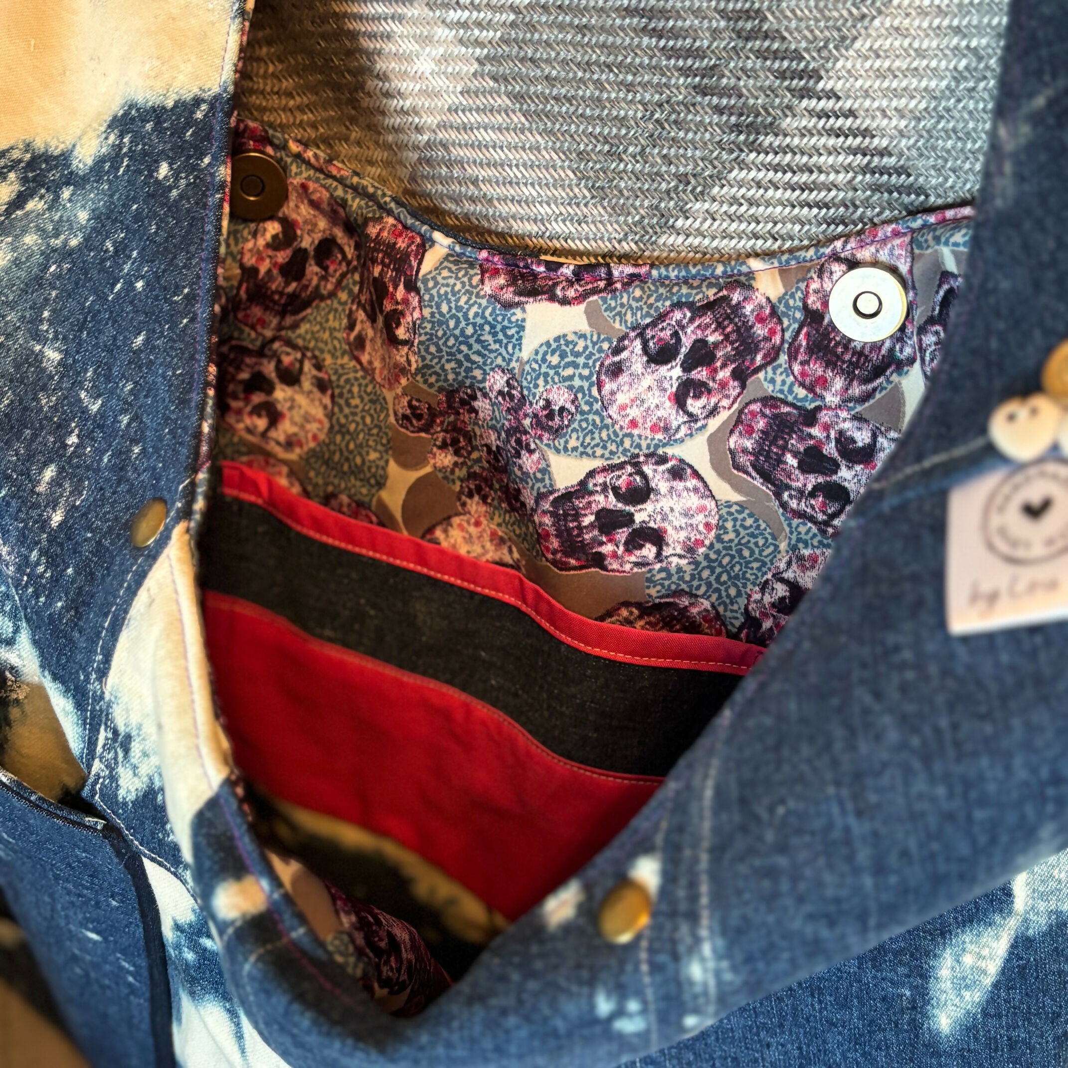 Unique Handcrafted Distressed Denim Hobo Slouch Bag Handbag Made From Upcycled Jeans