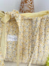 Quilted Tote Bag Yellow Ditsy with ribbon Closure Handmade
