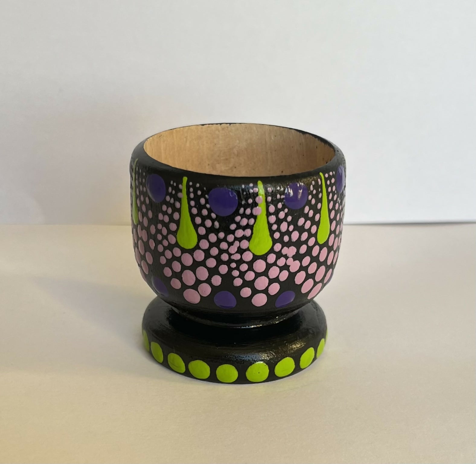 Hand Painted Wooden Egg Cup