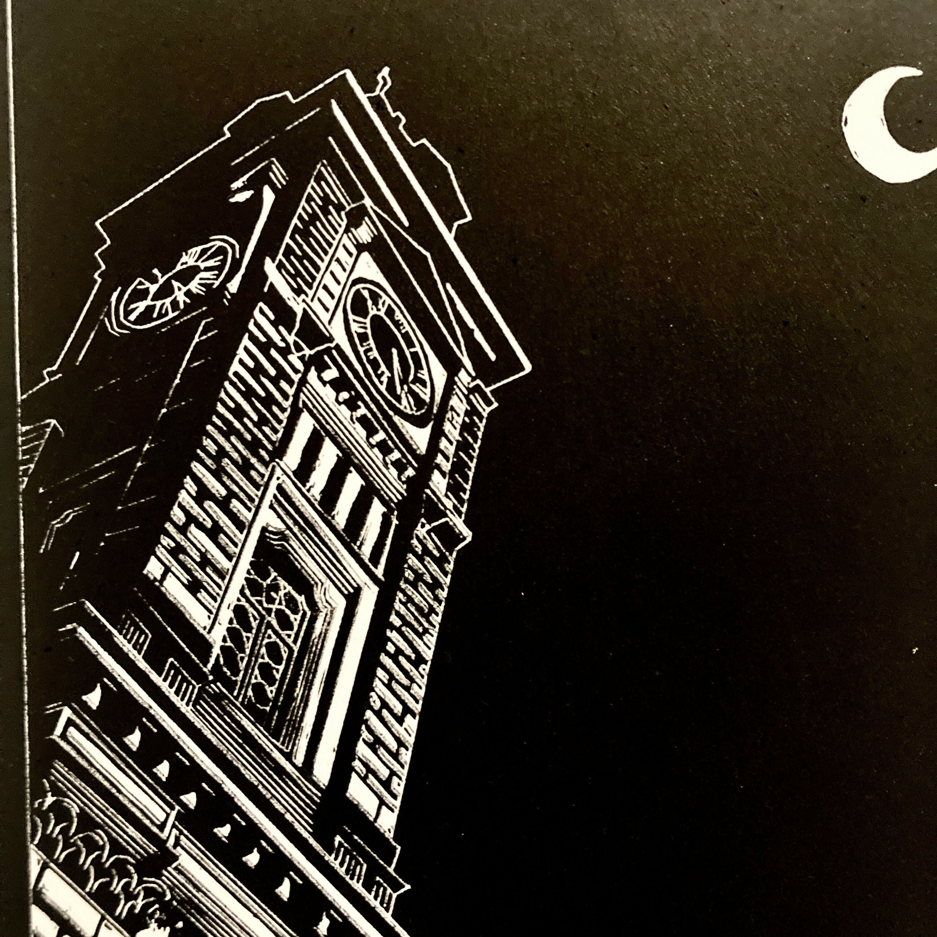 Night at the Museum - A3 Hand Carved Lino Print On Card