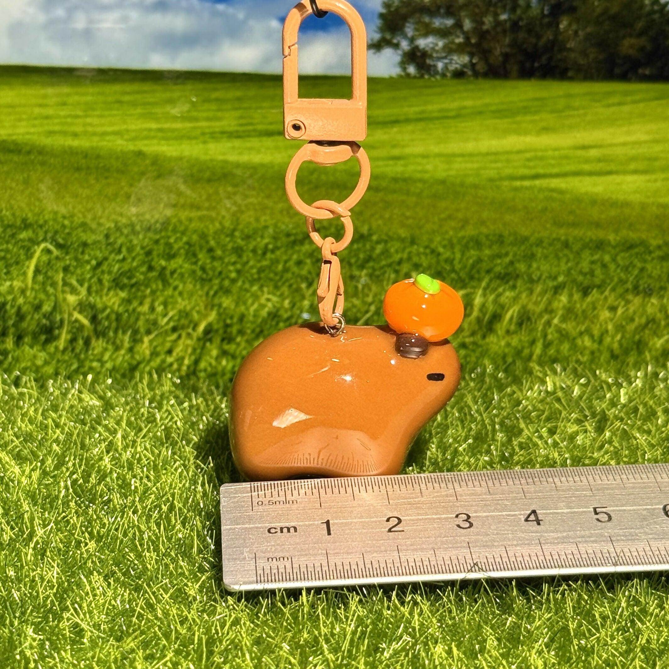 Capybara with Orange Keychain