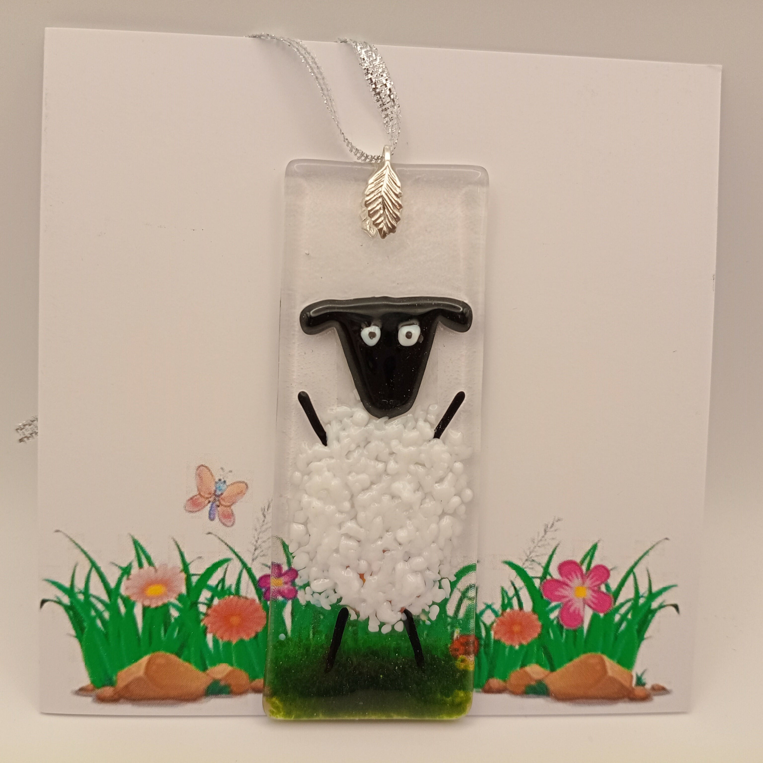 Fused Glass Sheep Card