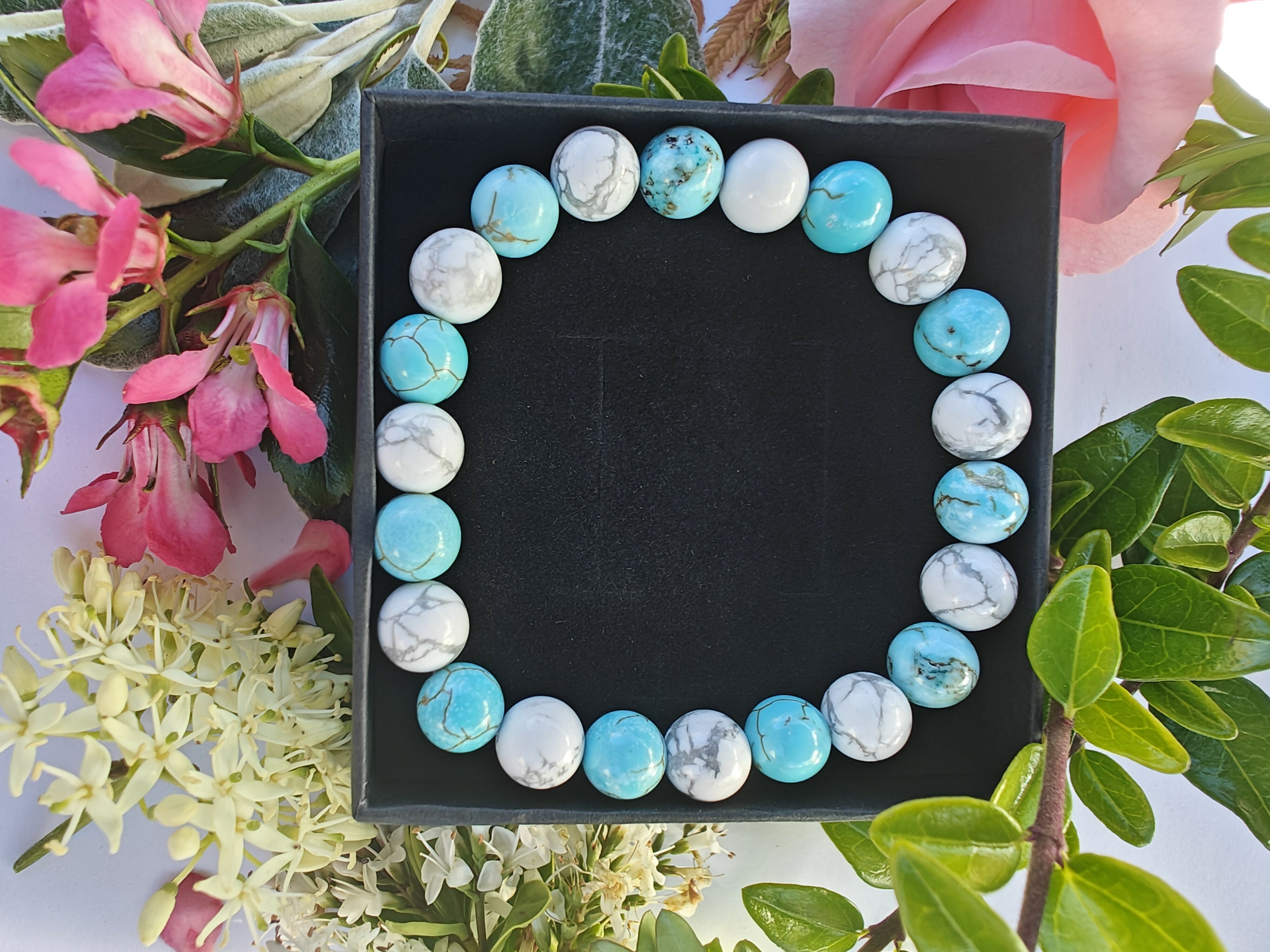 Blue Turquoise and Howlite Crystal Bracelet