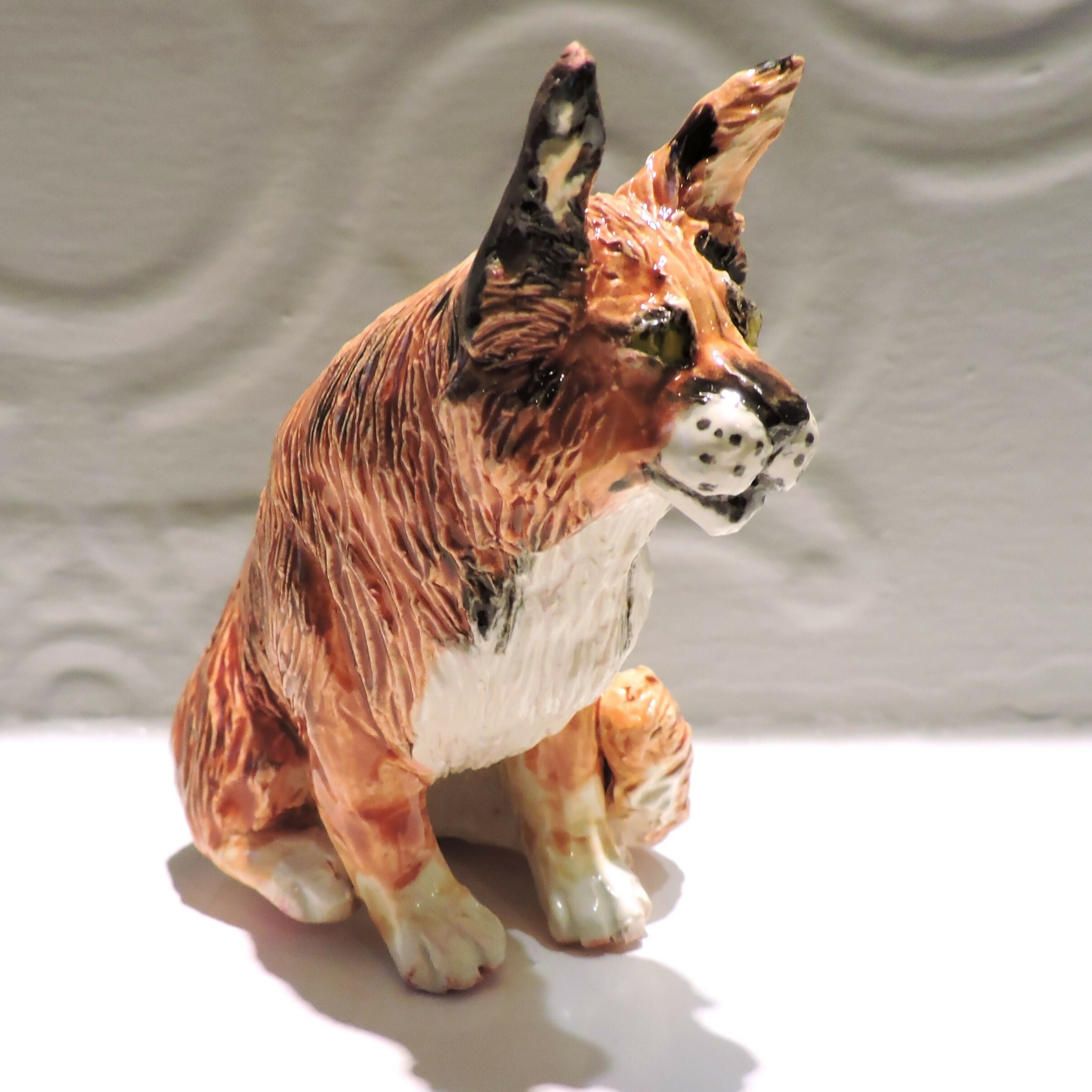 Ceramic maine coon cat sculpture