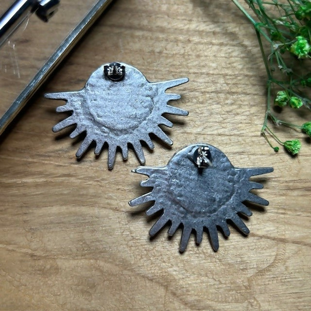 Stunning Silver Plated Sun Burst & Labradorite Earrings