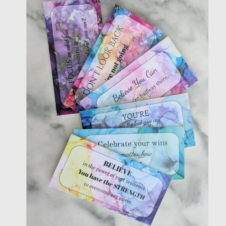 Affirmation Cards Keyring, Marble Alcohol Ink Art