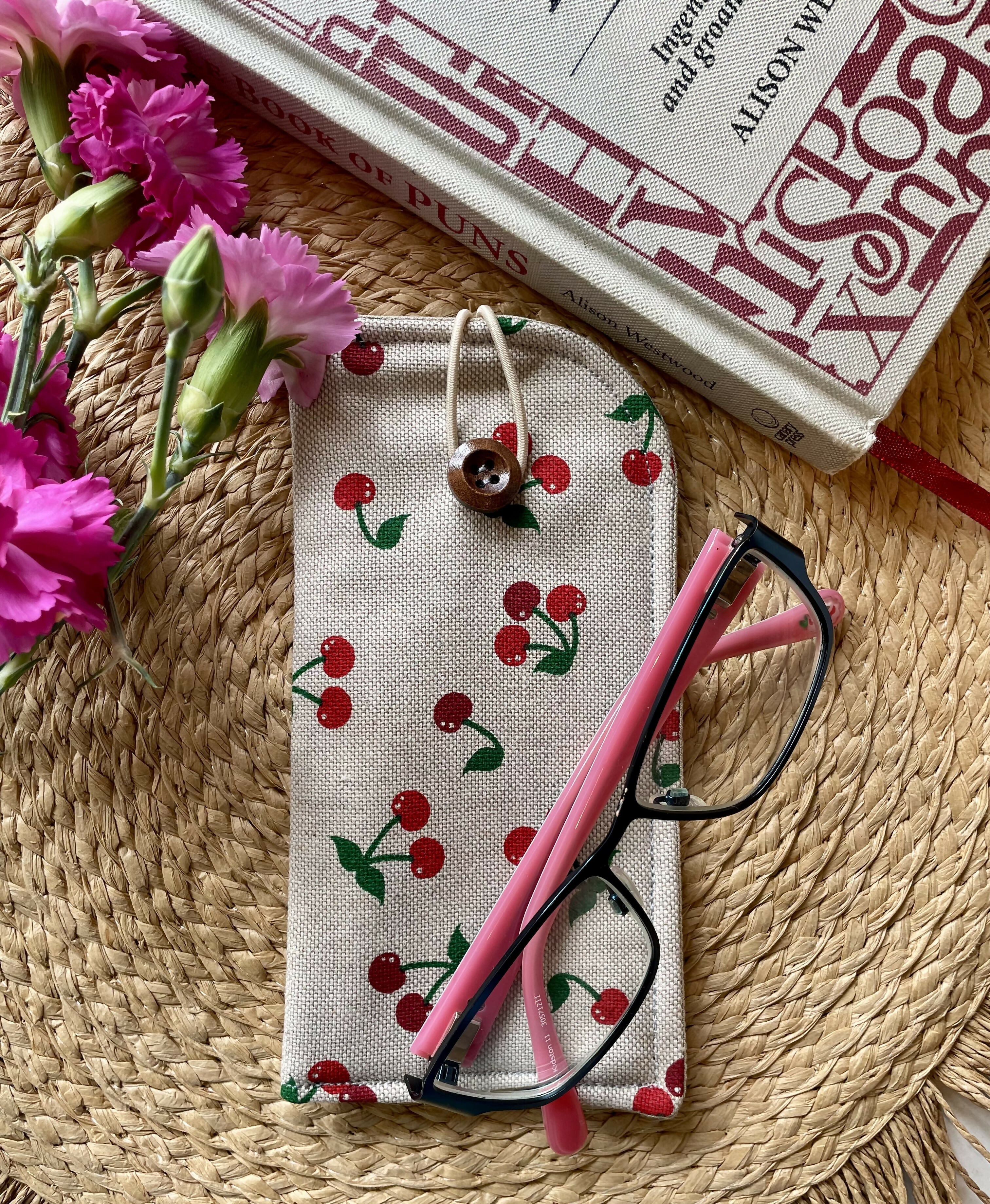 Cherry Print Design Glasses Case