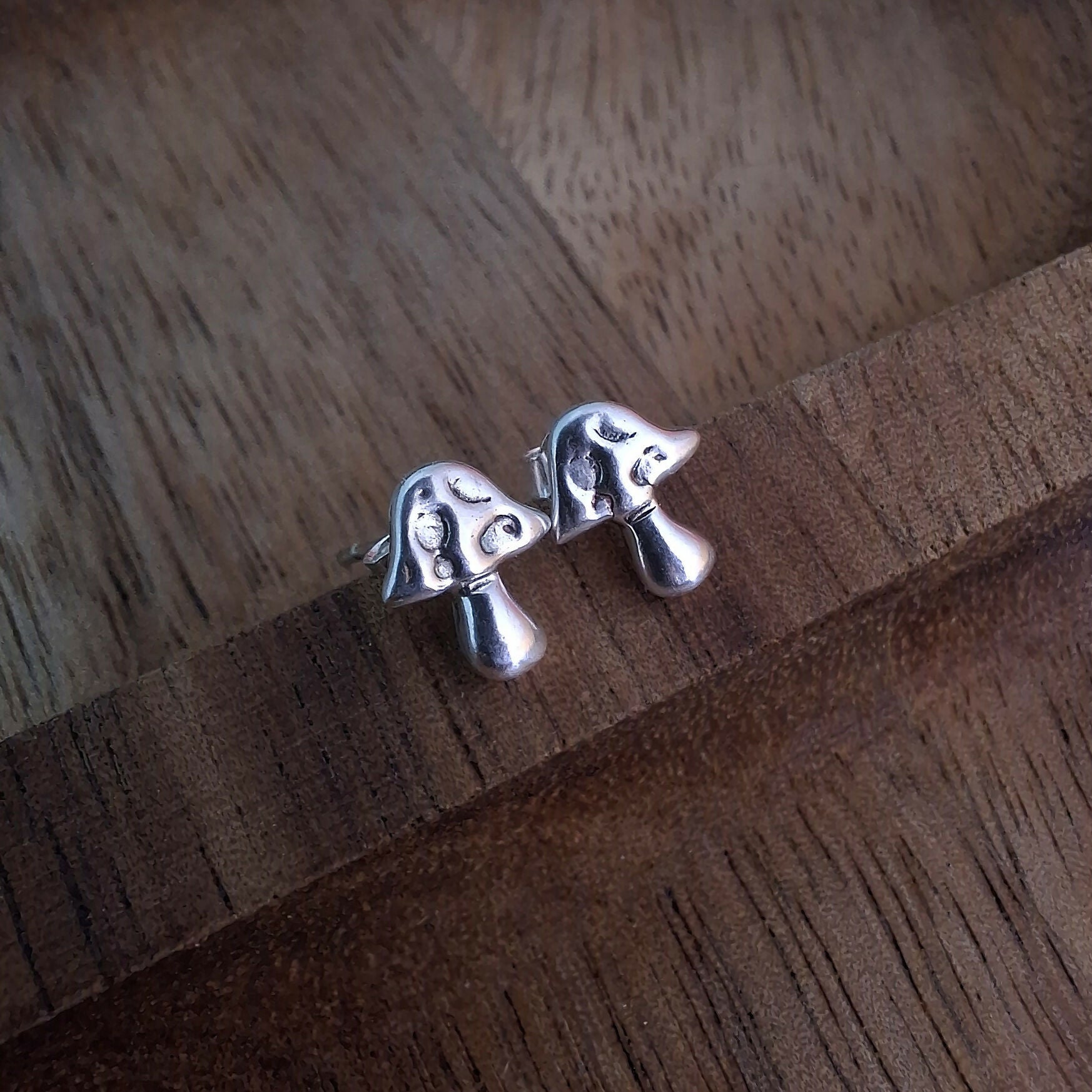 Handmade Silver Toadstool Studs