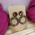 Brown Shimmery Earrings With Gold Star Detail