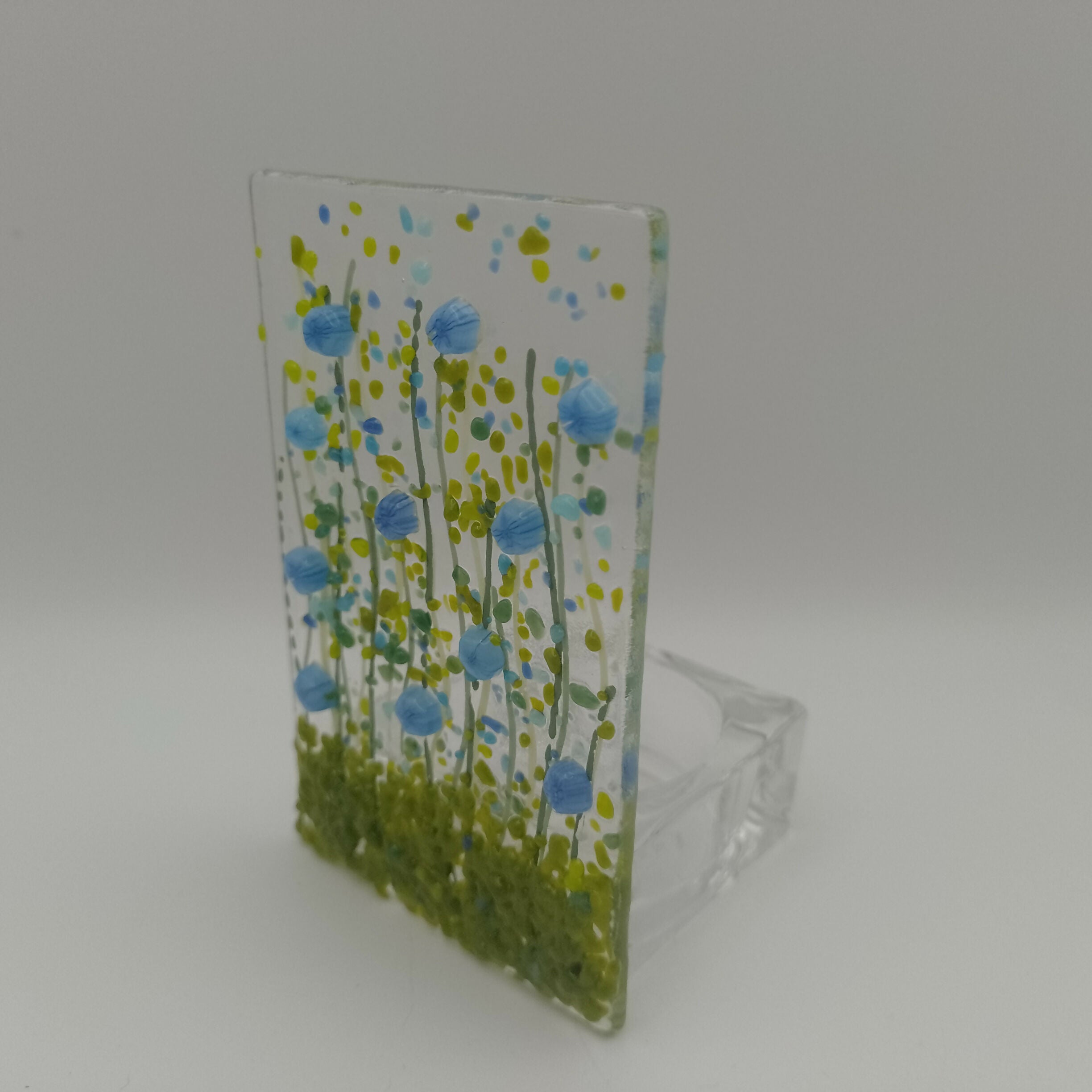 Fused Glass Forget Me Not Tealight Holder