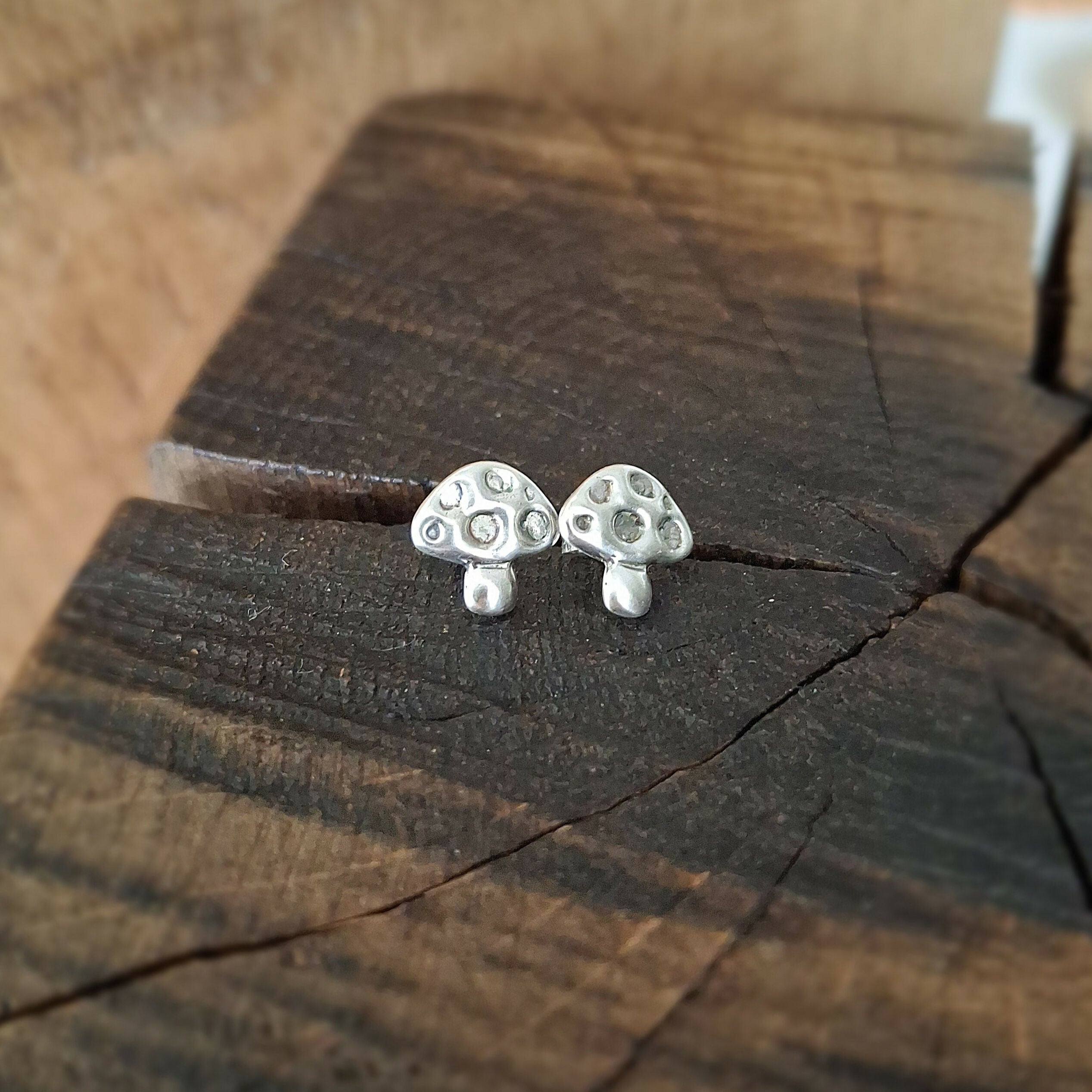Handmade Silver Toadstool Studs