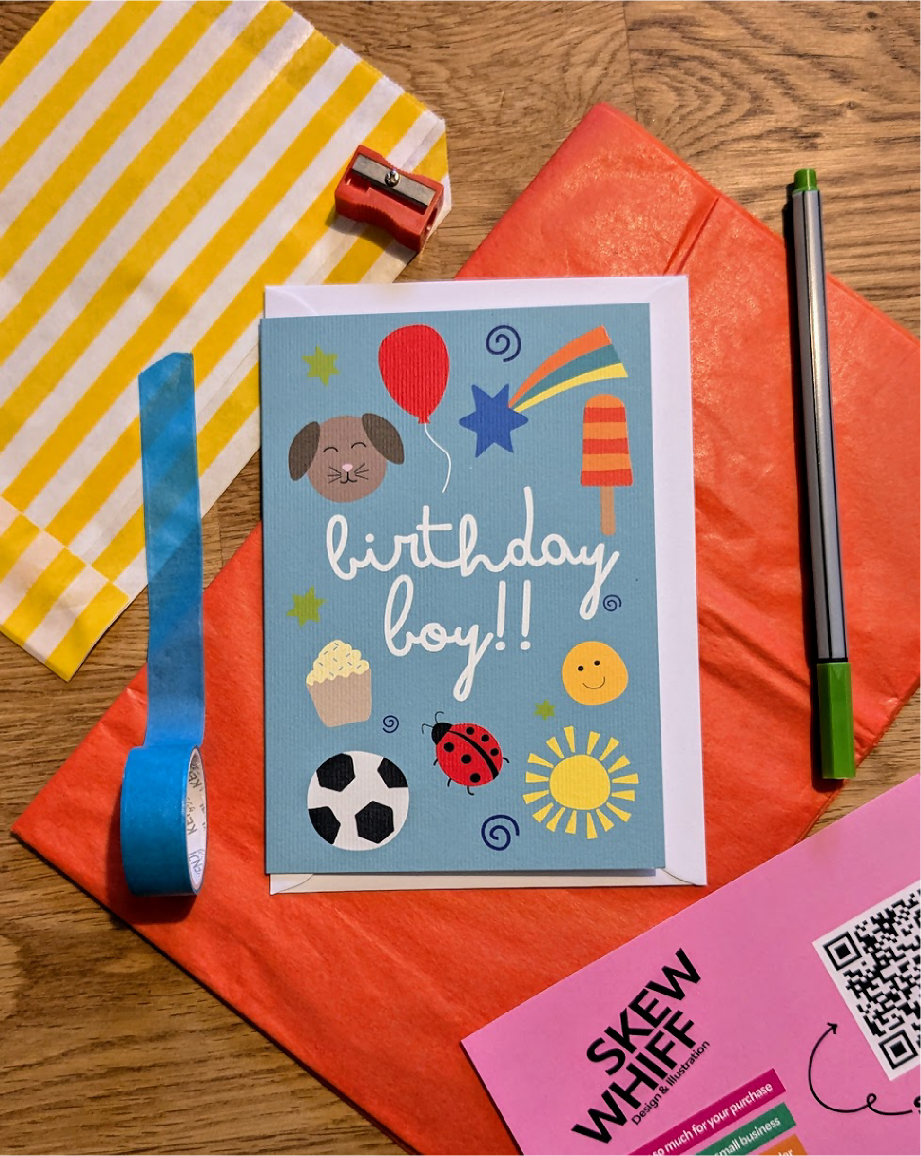 Boy illustration bday card