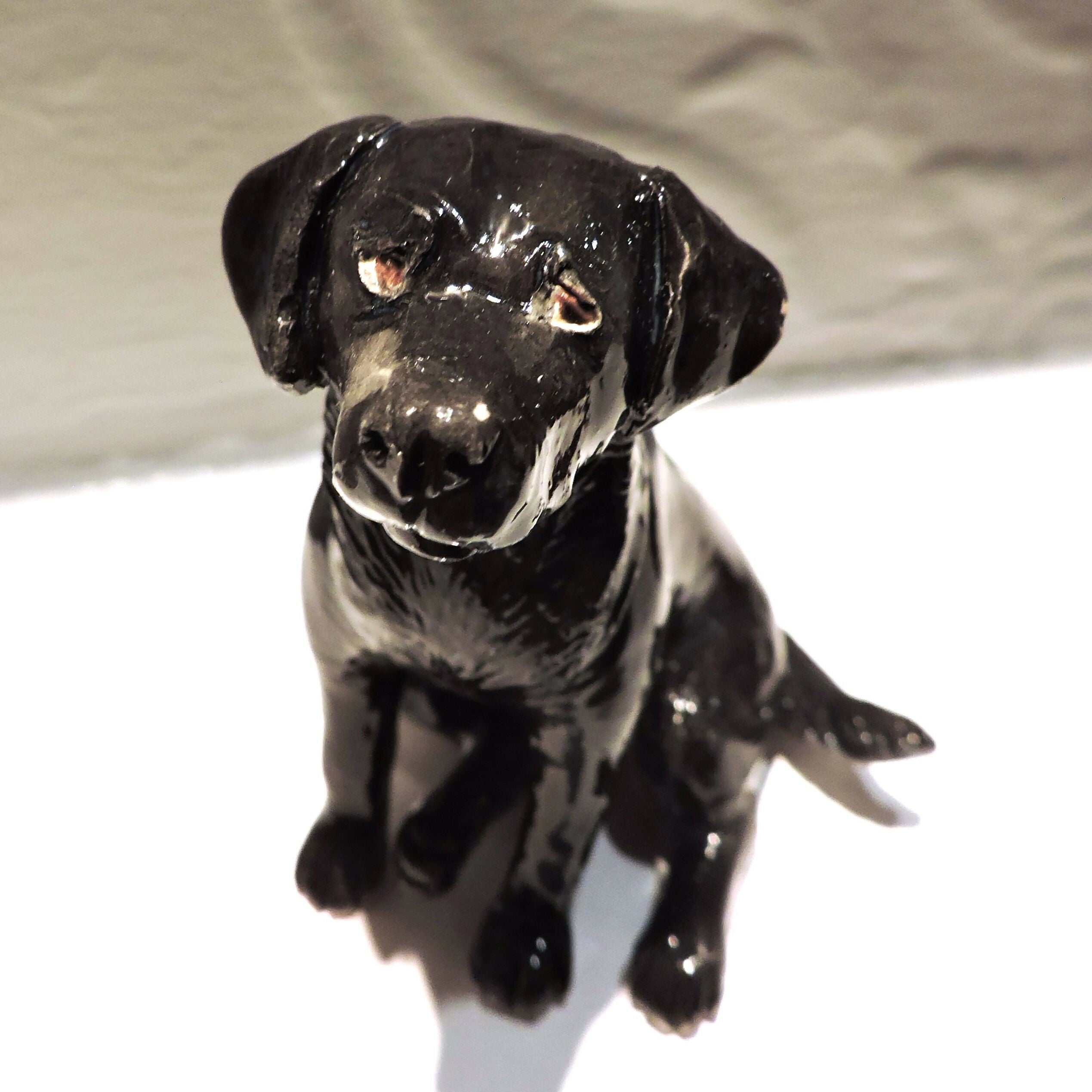 Ceramic Black Labrador dog sculpture