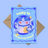 Blue Lucky Cat "Lucky To Call You My Friend" Greetings Card