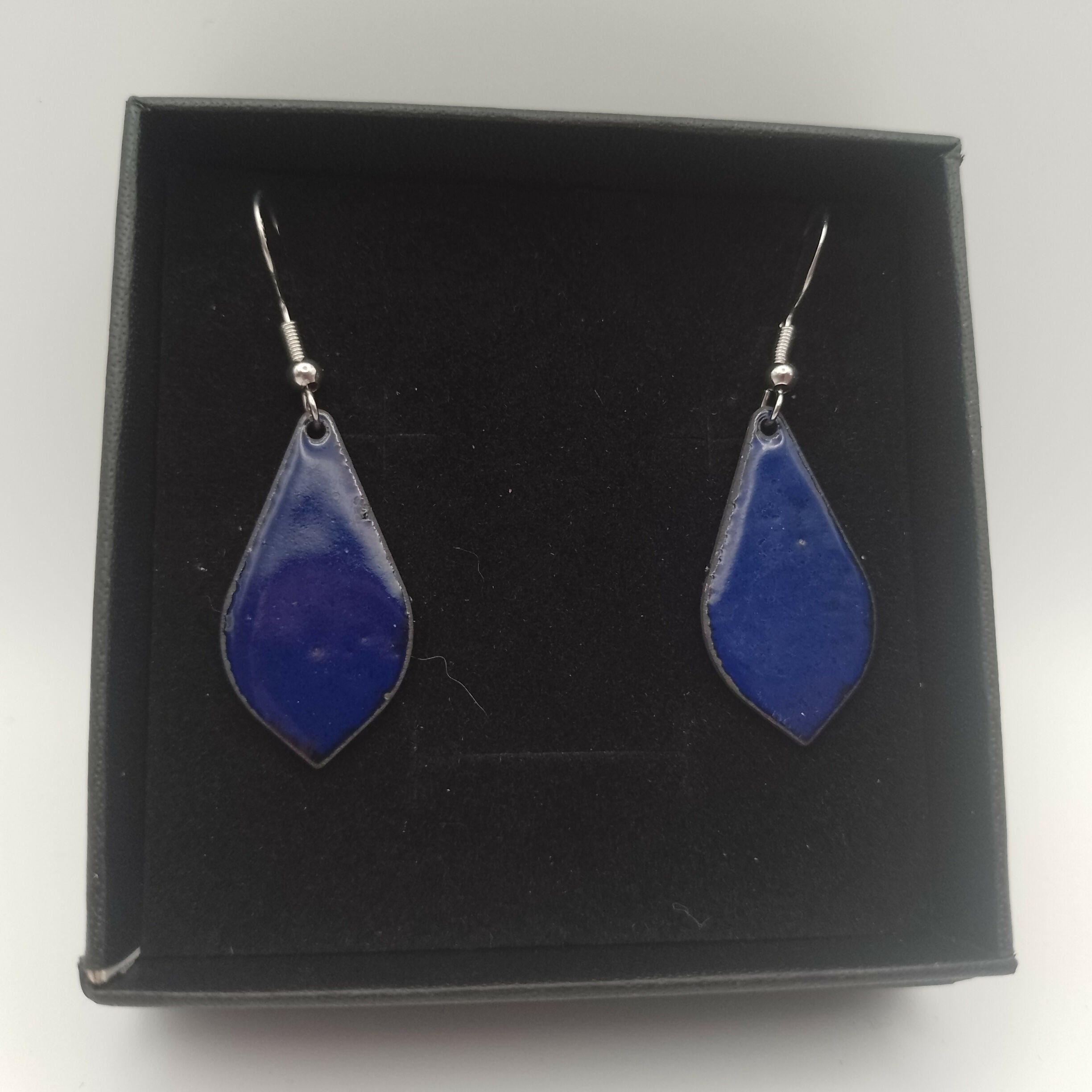 Dark Blue Enamel Earrings