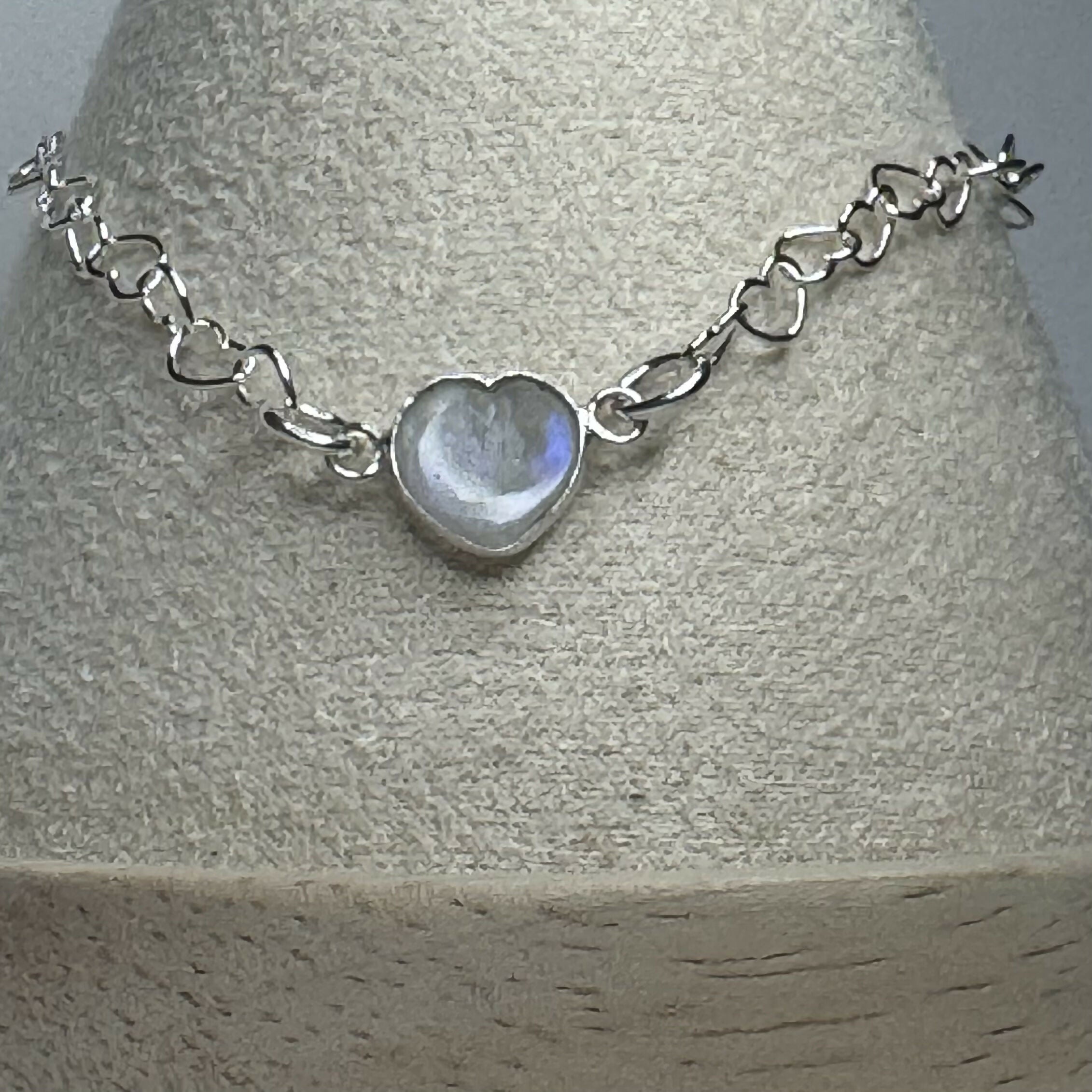 Sterling silver and Gemstone heart bracelet