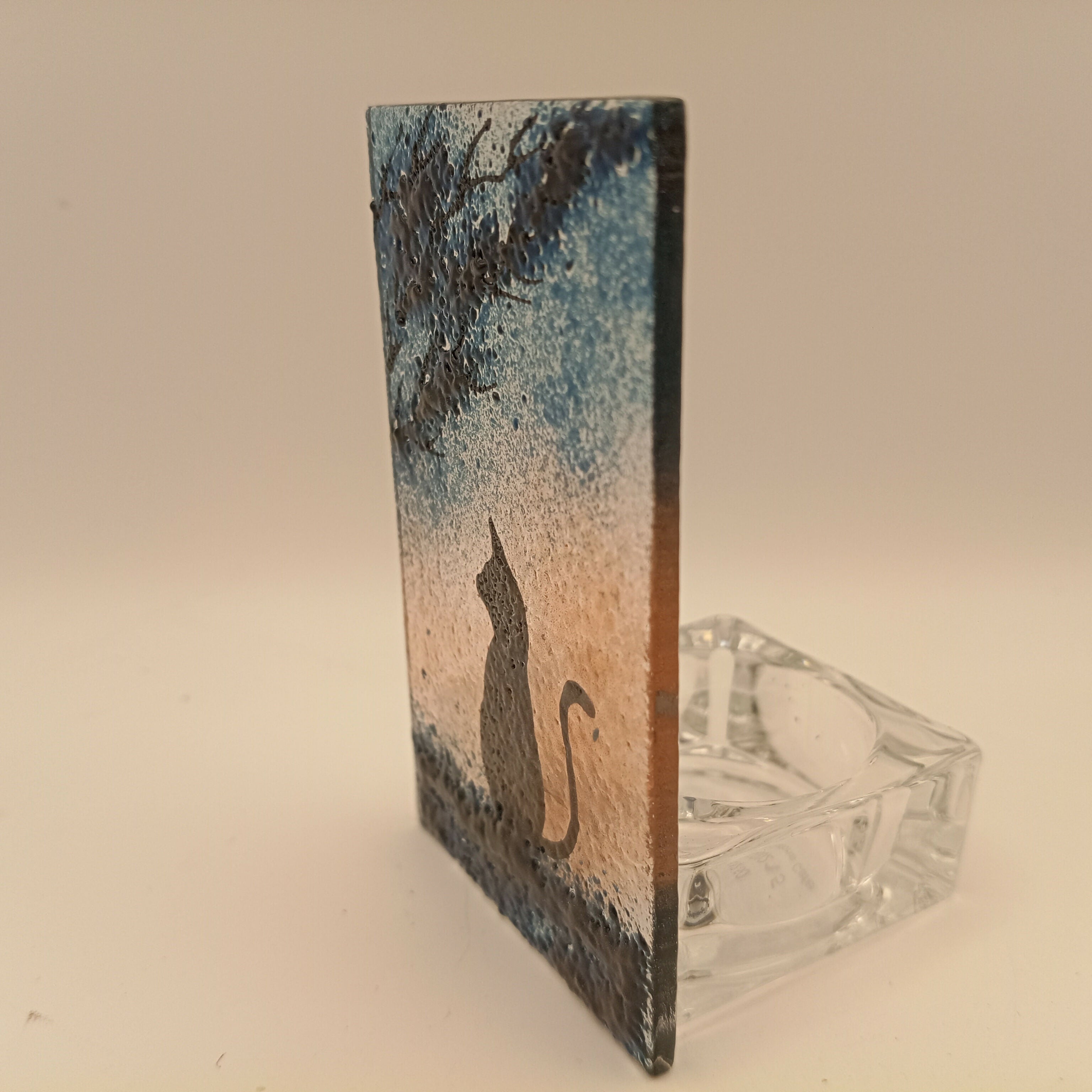 Fused Glass Cat Tealight