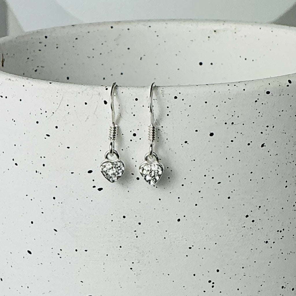 Sterling Silver Heart Charm Drop Earrings - Various