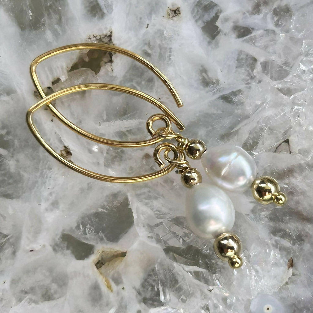 Handmade Gold Vermeil Fresh Water Pearl Drop Earrings