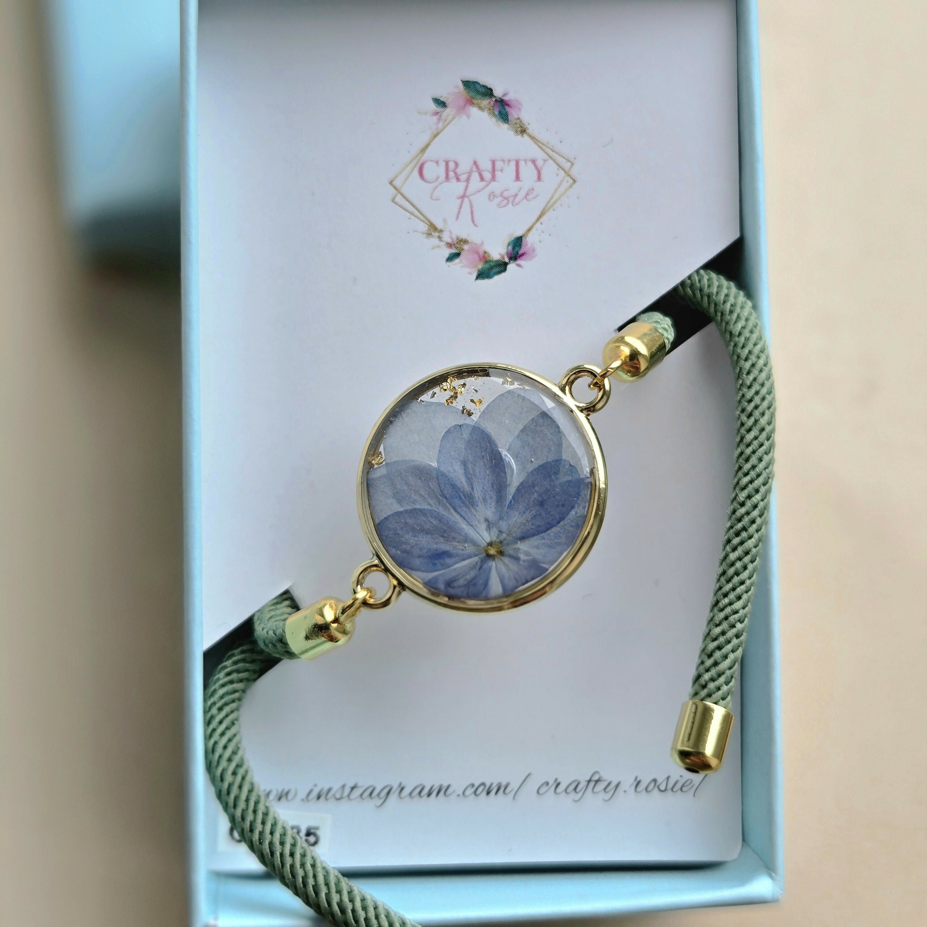 Stainless Steel Real Dried Hydrangea Bracelet