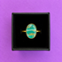 Teal & Gold Faux Stone Oval Adjustable Ring