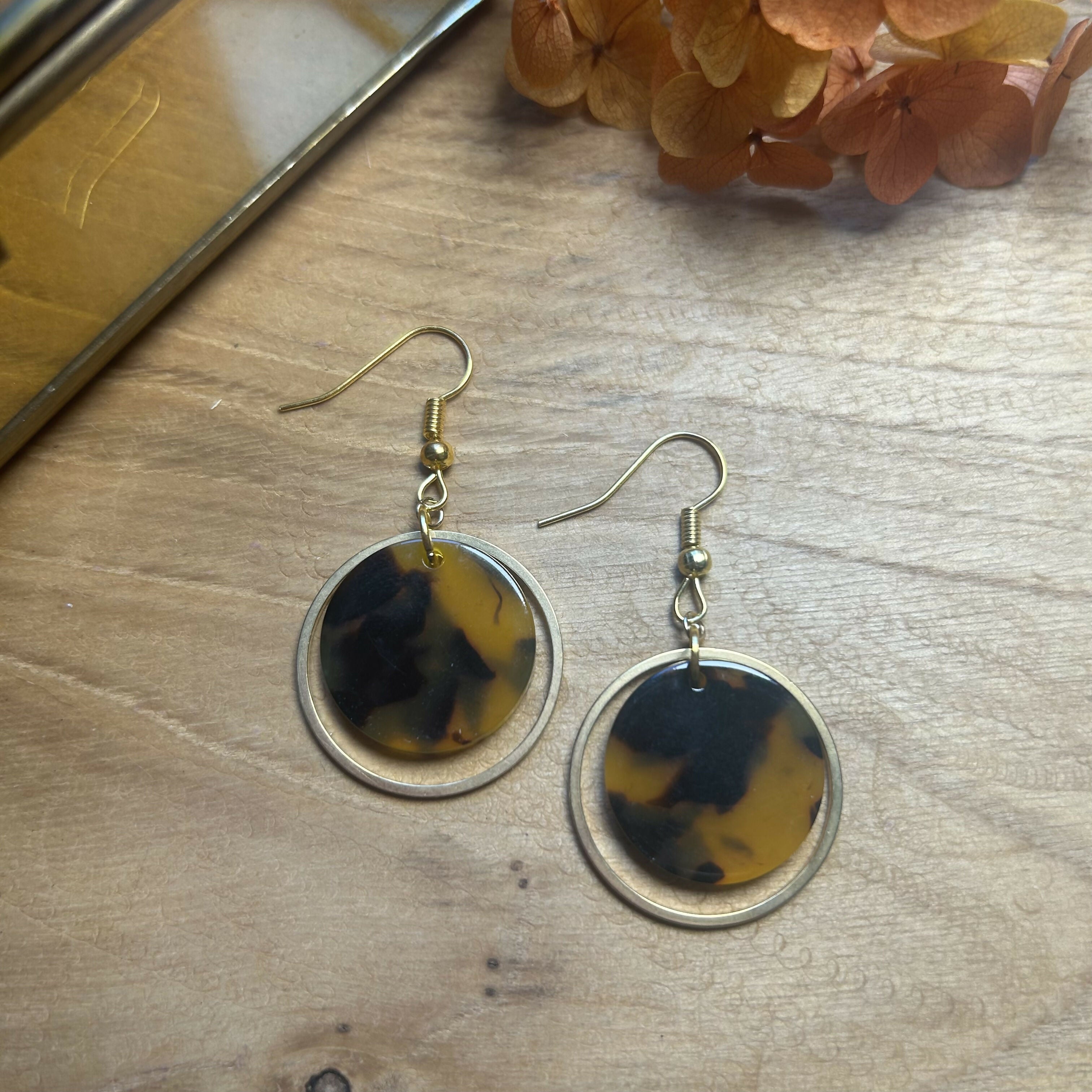 Lovely Tortoiseshell Circle Earrings
