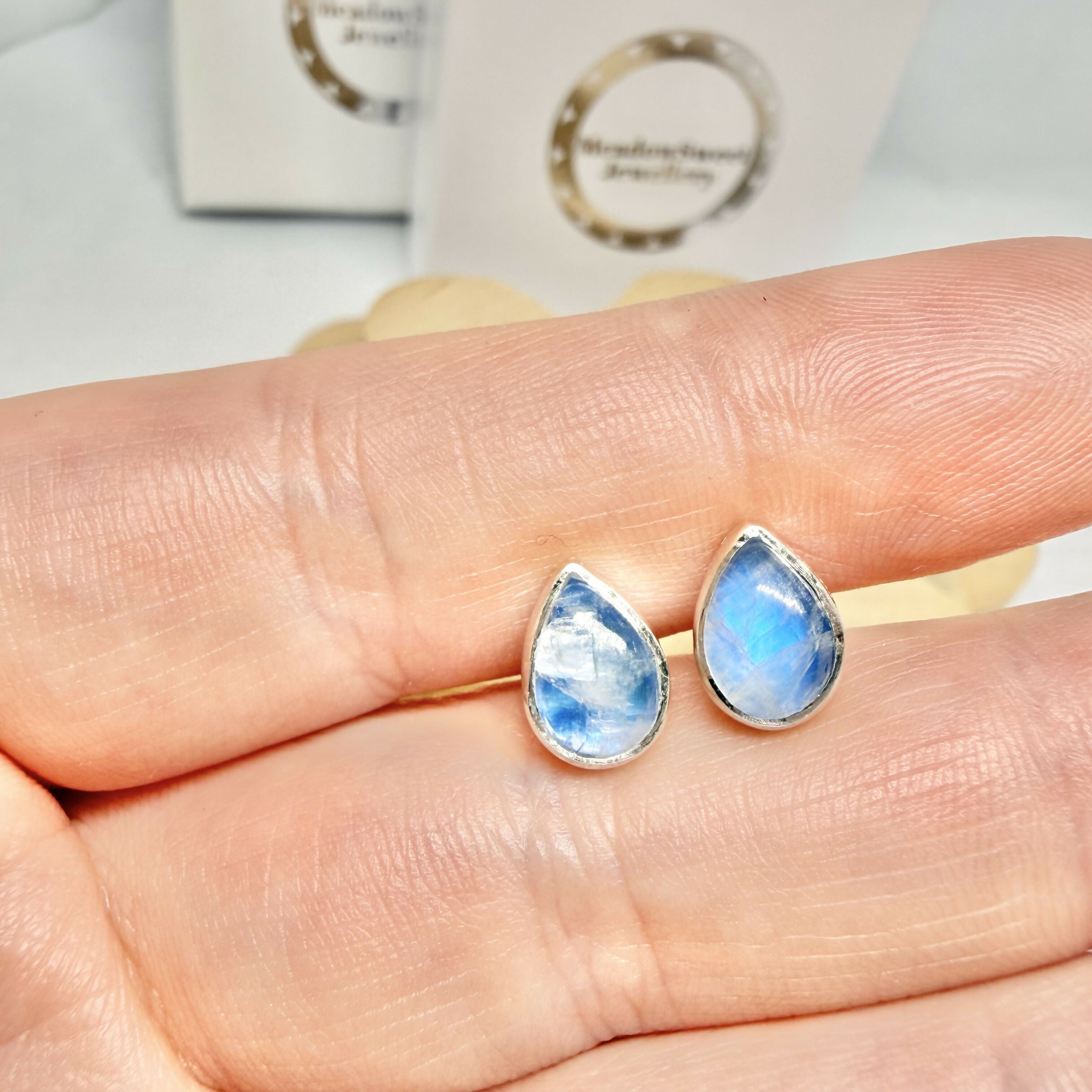 BLUE MOONSTONE STUD EARRINGS