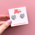 Hand Painted Wooden Midi Speckled Heart Stud Earrings