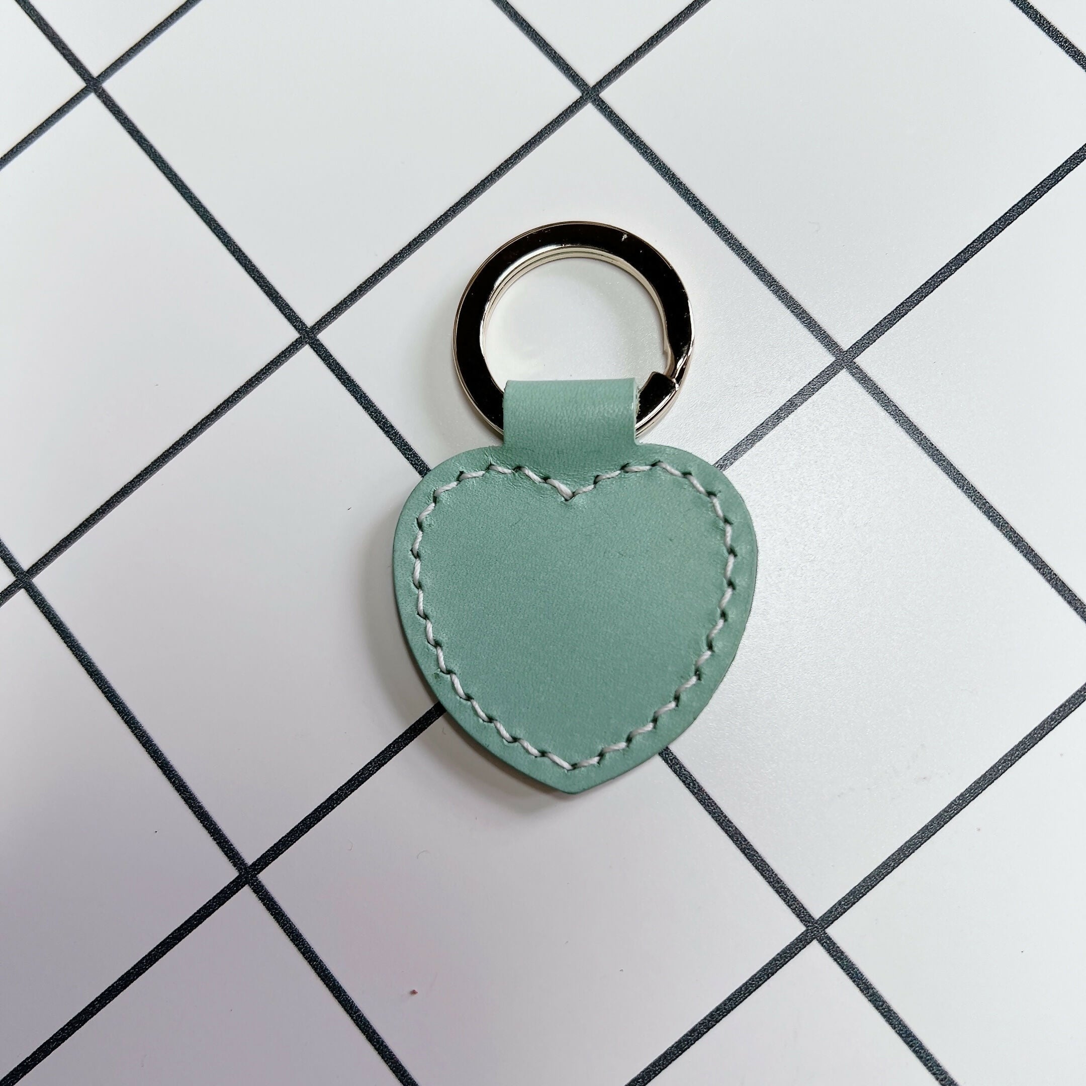 Heart Shaped Leather Keyring - Blank