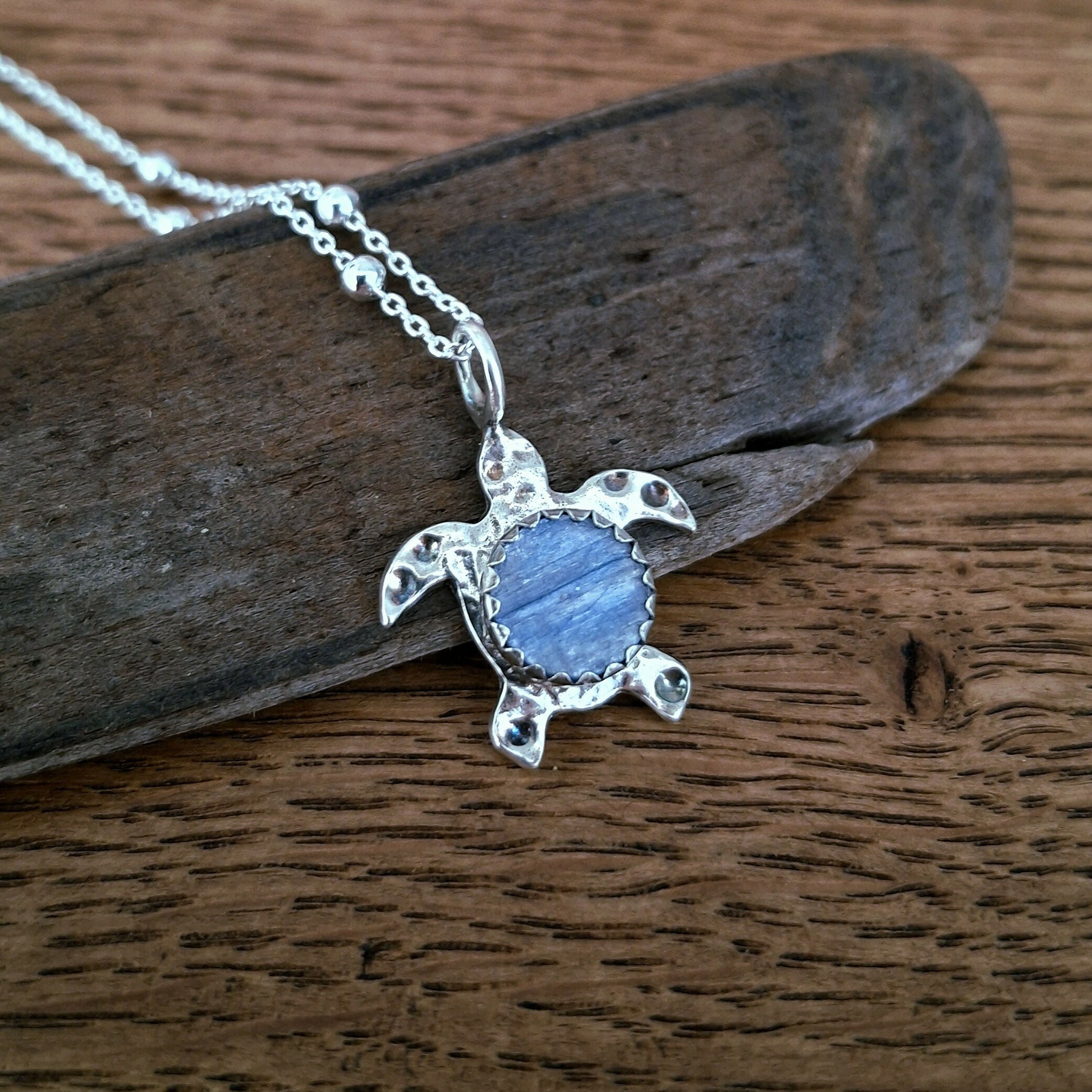 Handmade Sea Turtle Necklace With Kyanite