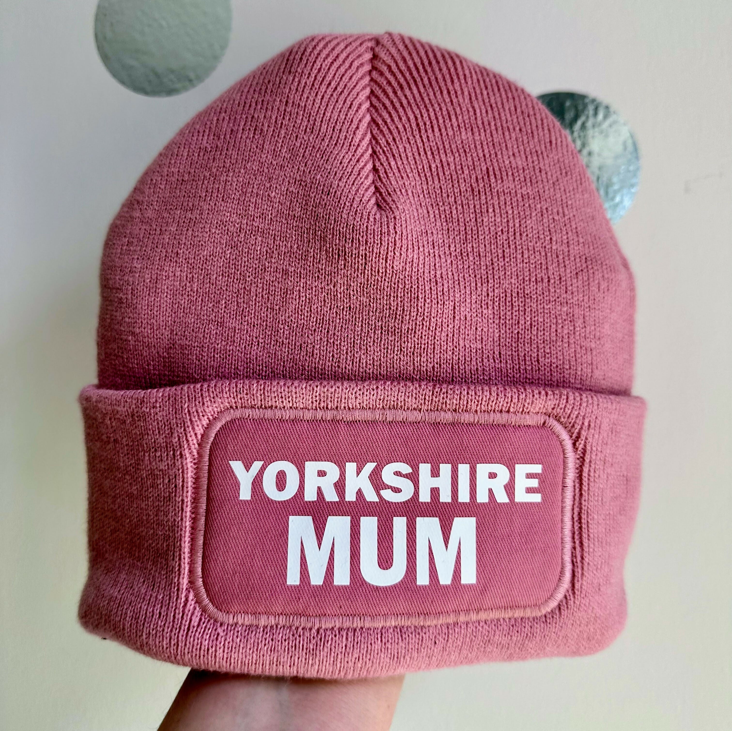 Yorkshire Mum Cuffed Rectangular Patch Beanie Hat