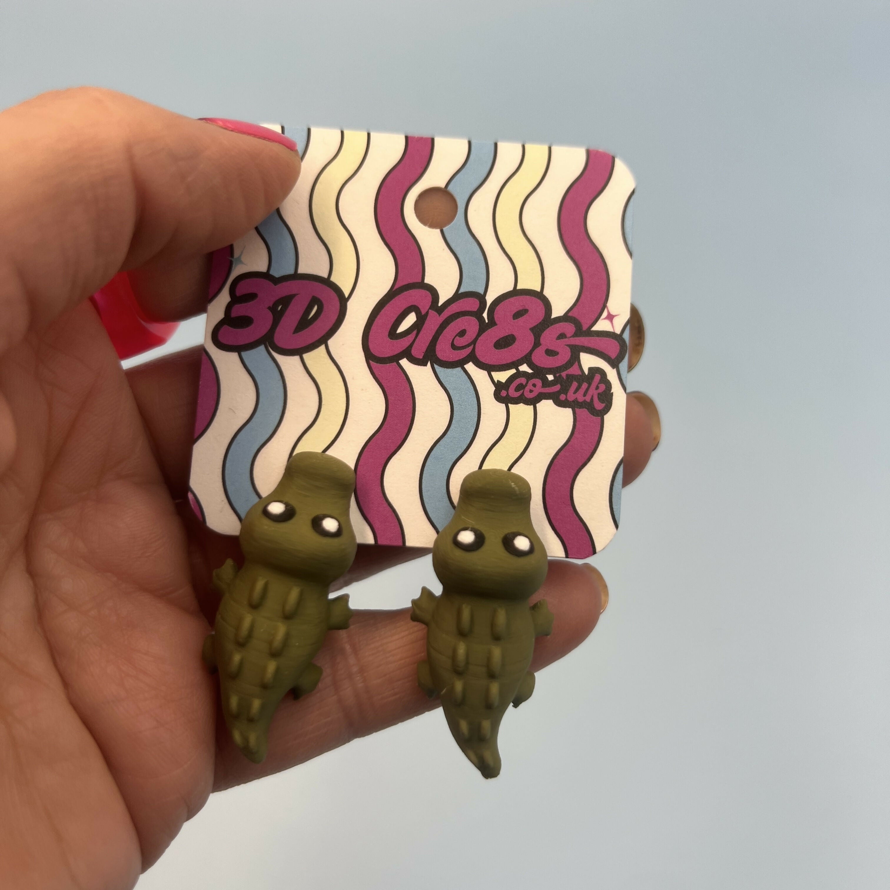 3D Printed EARRINGS: Animal friends DRAGON/CROC/AXOLOTL/DINO