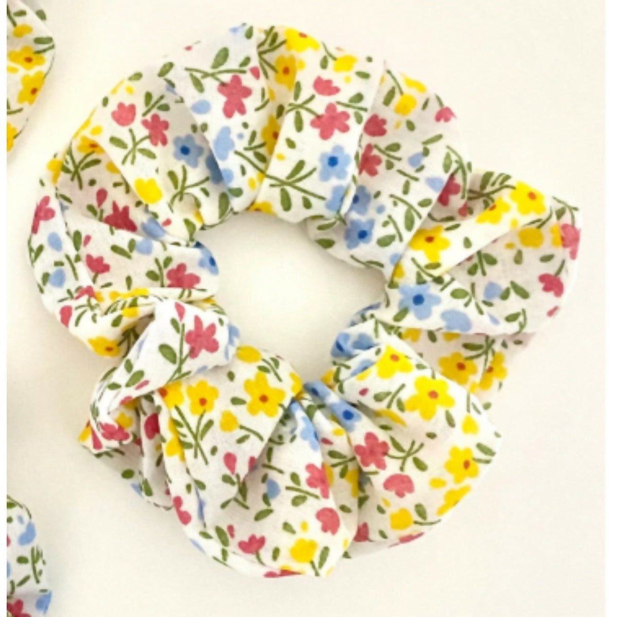 White & Yellow Floral Hair Scrunchie