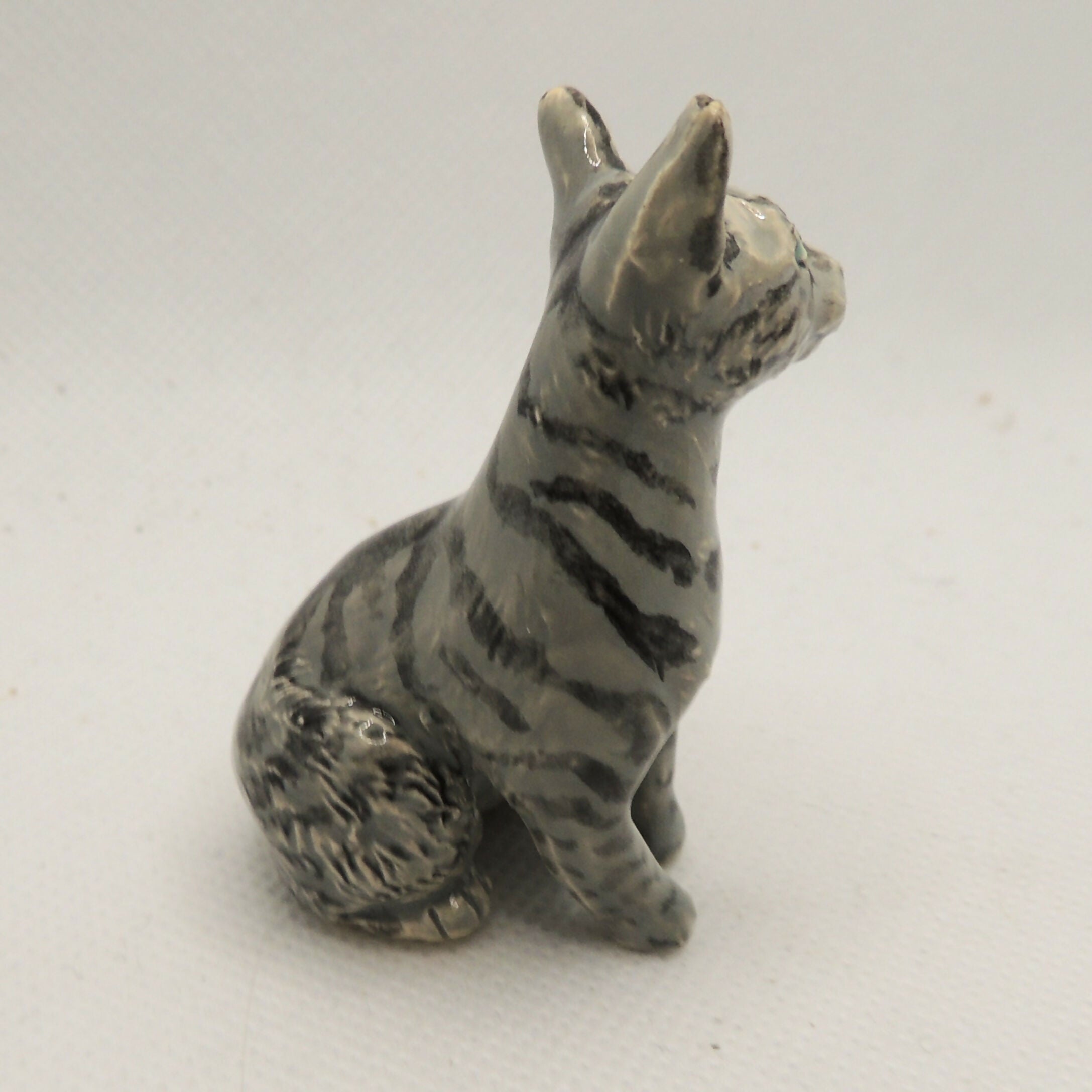 Ceramic Grey Tabby Cat Sculpture