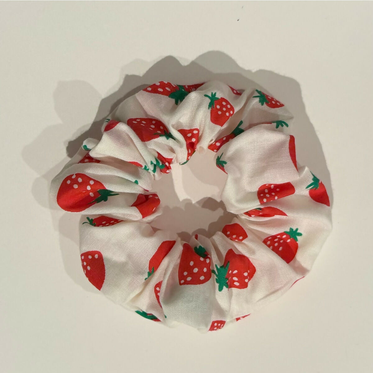 Cream Strawberry Hair Scrunchie