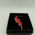 Scarlet Red and Yellow Enamel Lightning Bolt Pendant