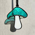 Iridescent Teal Green Mushroom Stained Glass Suncatcher
