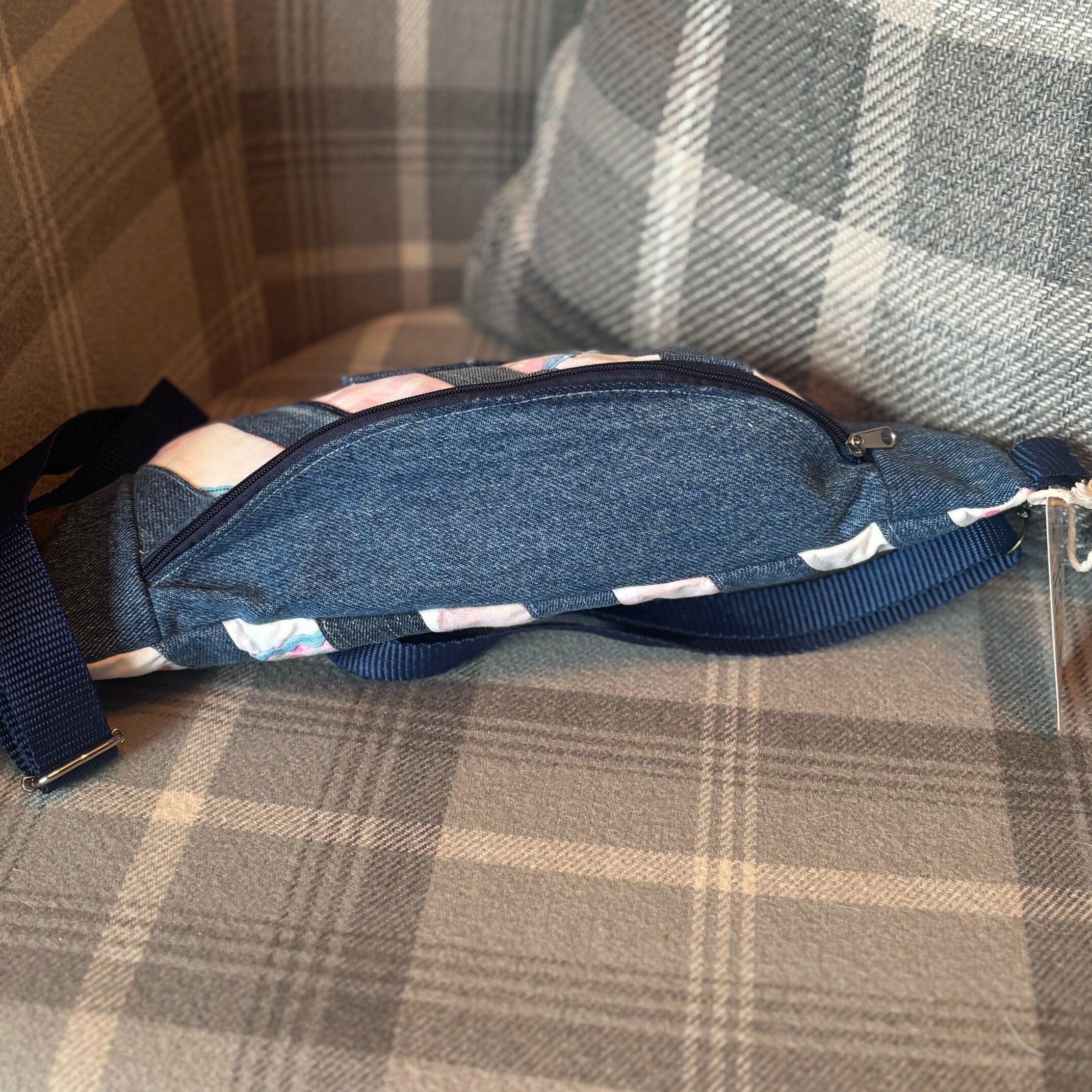 Unique Crossbody Bag Handbag Made From Upcycled Jeans With Adjustable Handle