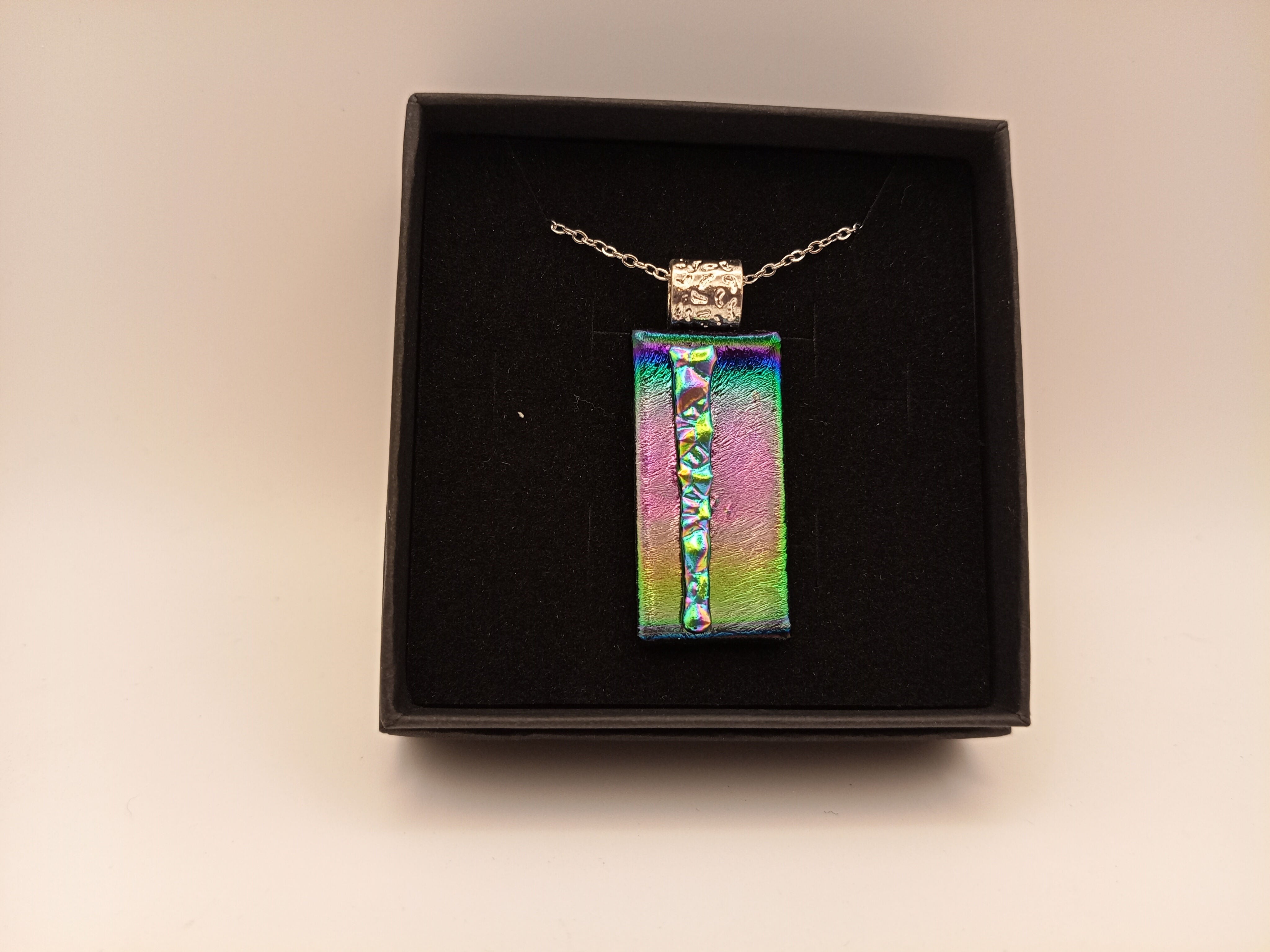 Green, Pink and Purple Dichroic Pendant