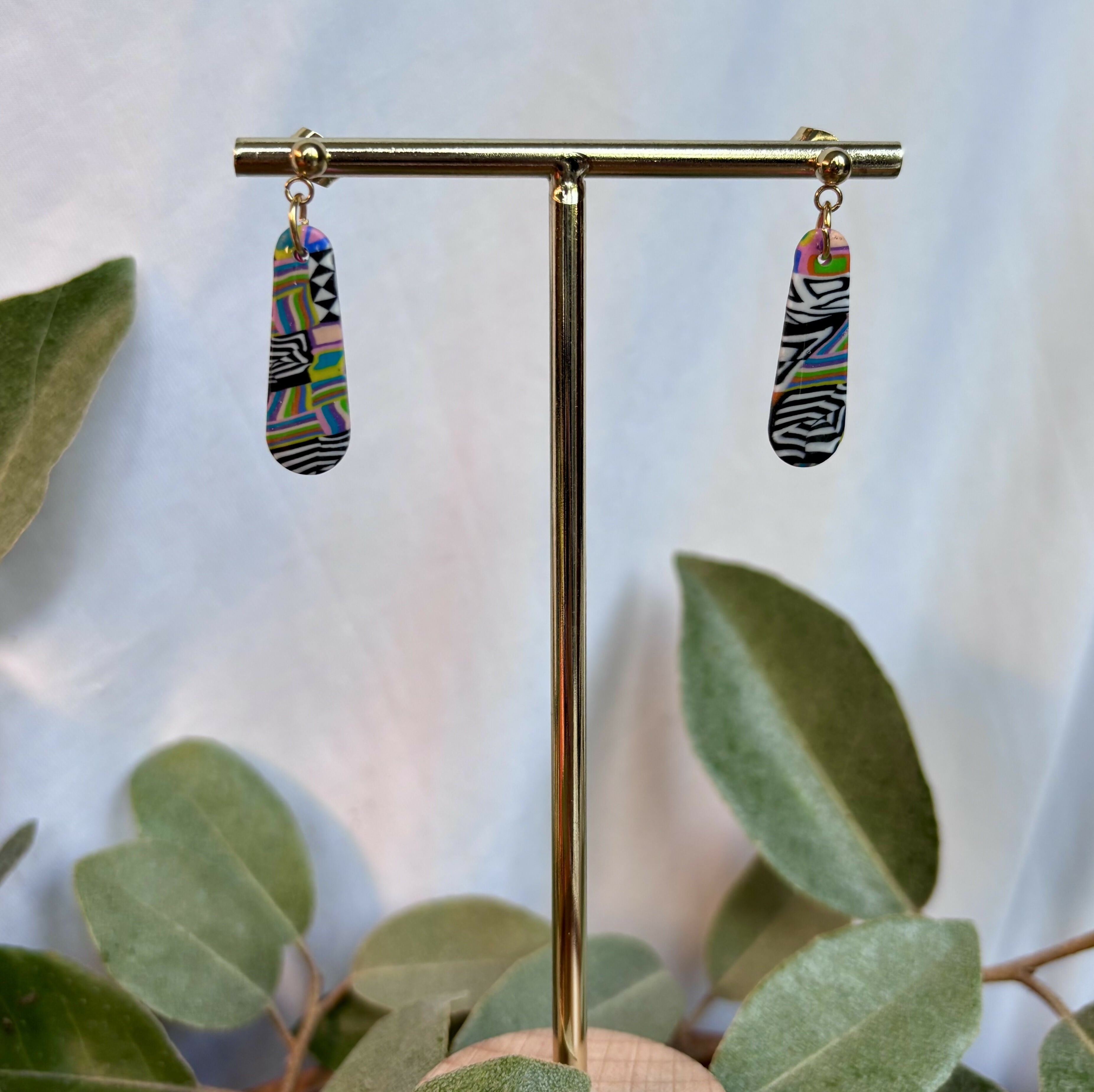 Funky Pattern Collection - Small Dangles Polymer Clay Earrings