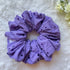 Handmade Scrunchies Violet Embroidered Cotton