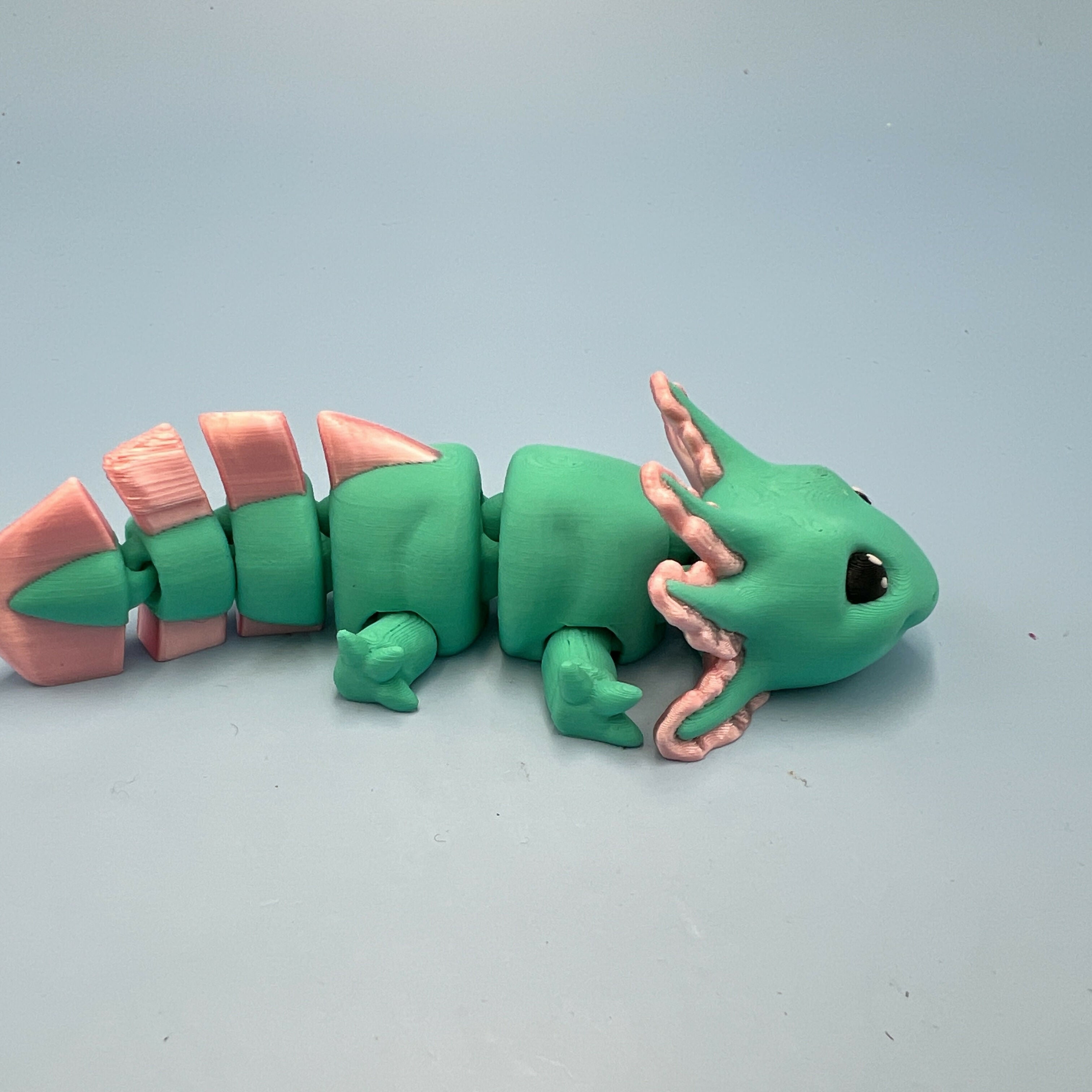 3D Printed SMALL: Articulated Sensory Fidget Animals friends Axolotl (Teal / Pink) 11cm