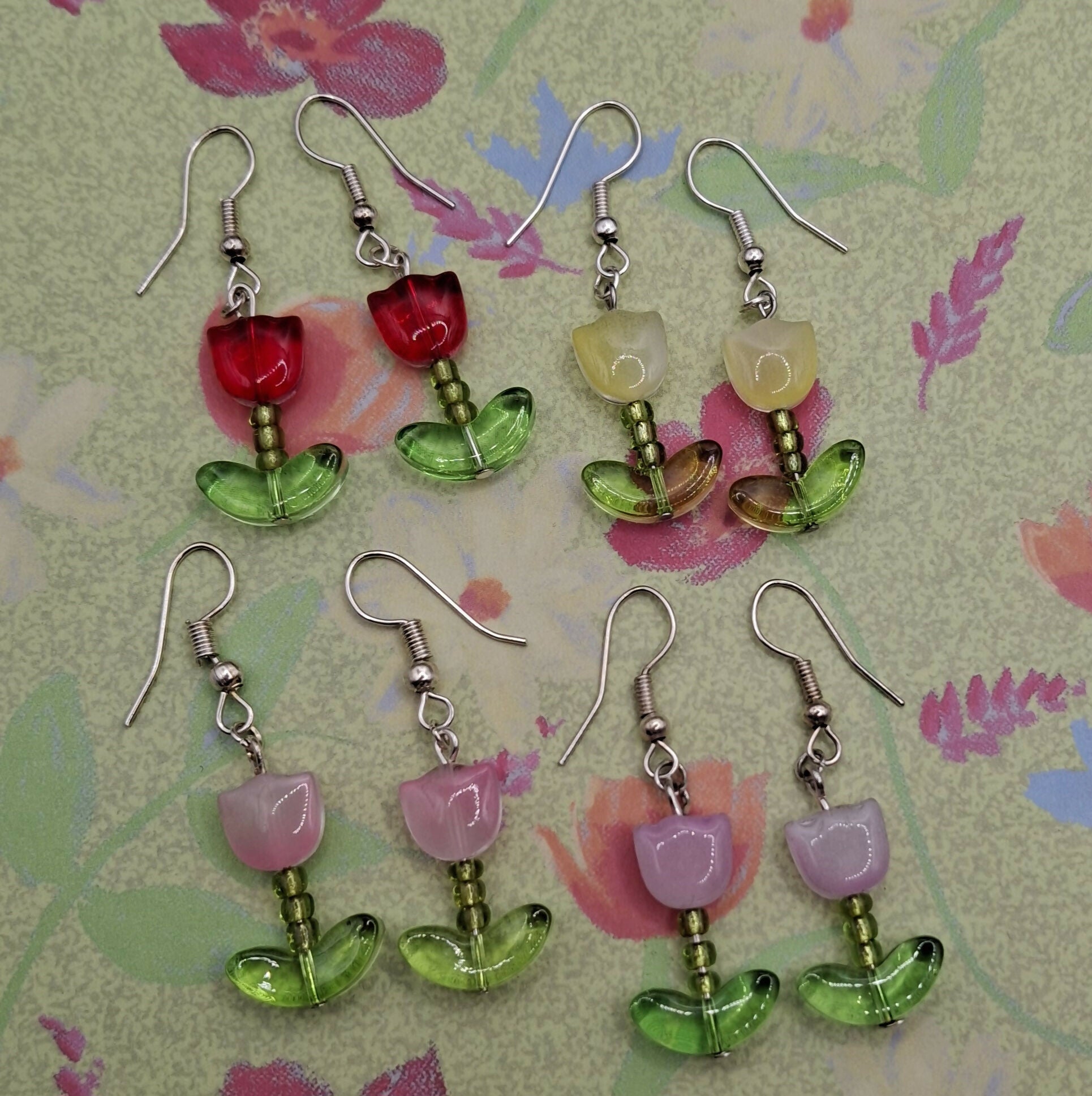 Glass Tulip Earrings