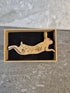 Handcrafted Cherry Veneered Leaping Hare Pin